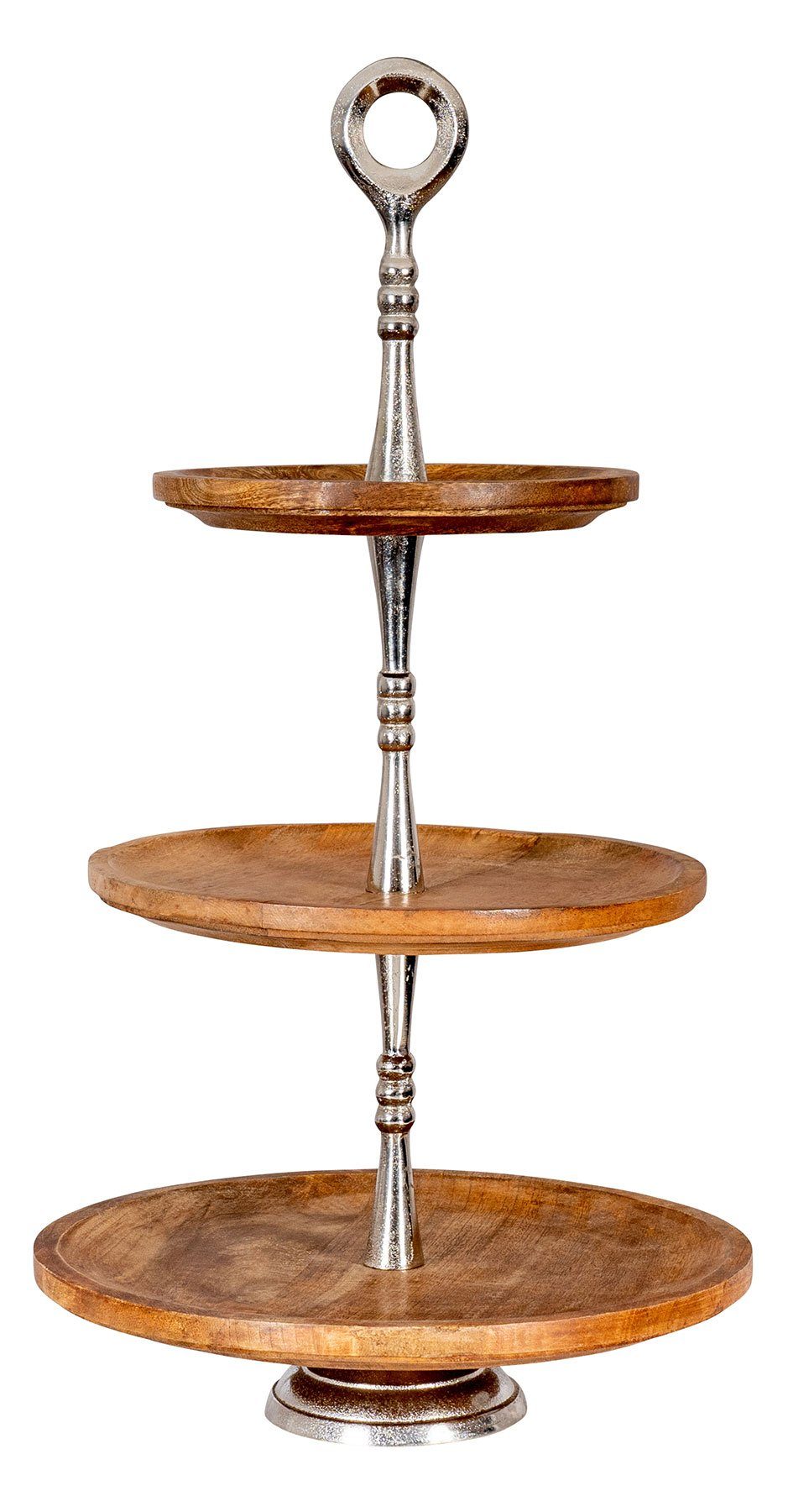 Levandeo® Etagere, Holz Etagere 3 Etagen H60cm Mangoholz Metall Servierplatte