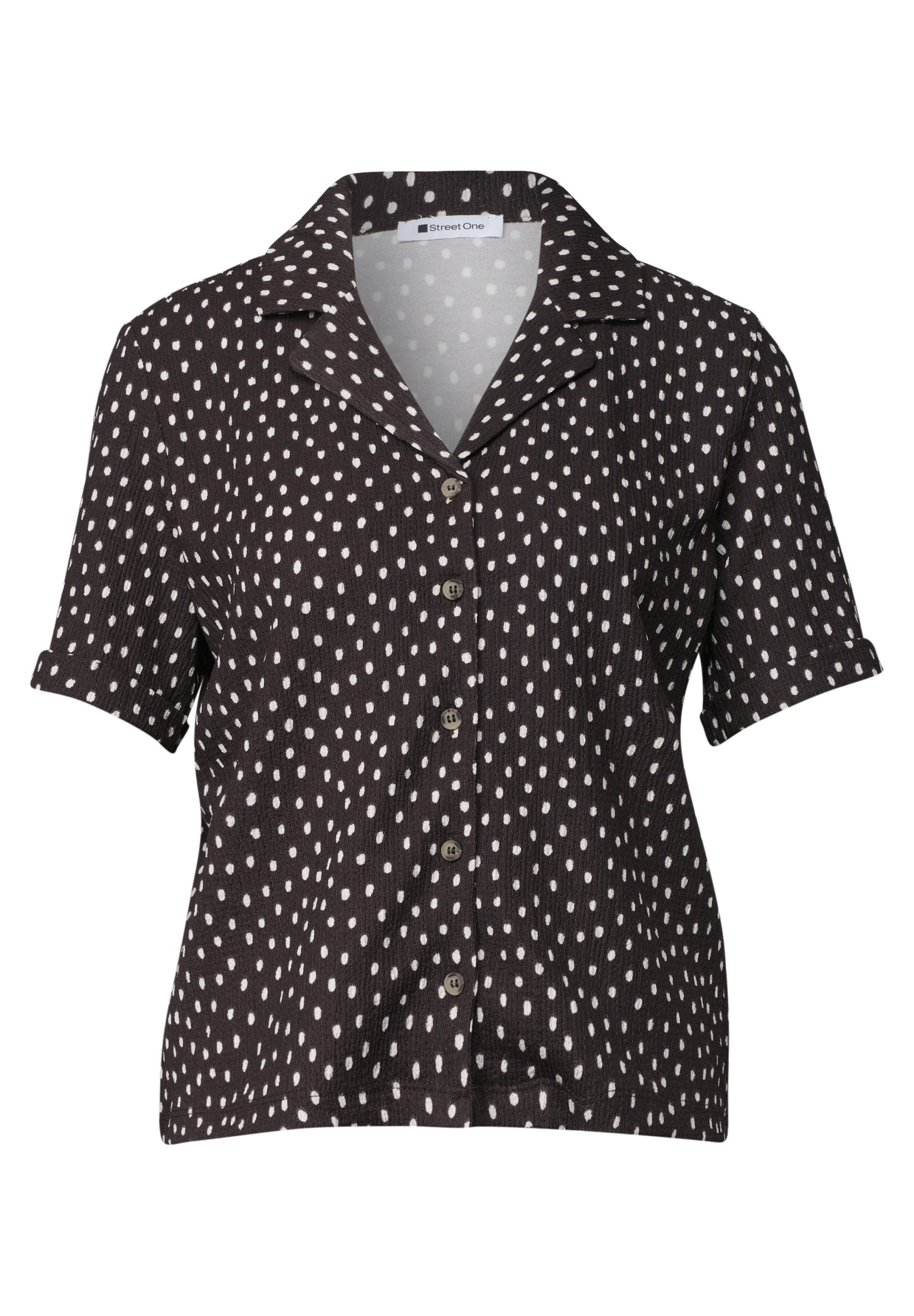 STREET ONE Blusenshirt Kurzarm mit Turn-Up-Detail, durchgehende Knopfleiste, Punktemuster – Bild 5 von 5