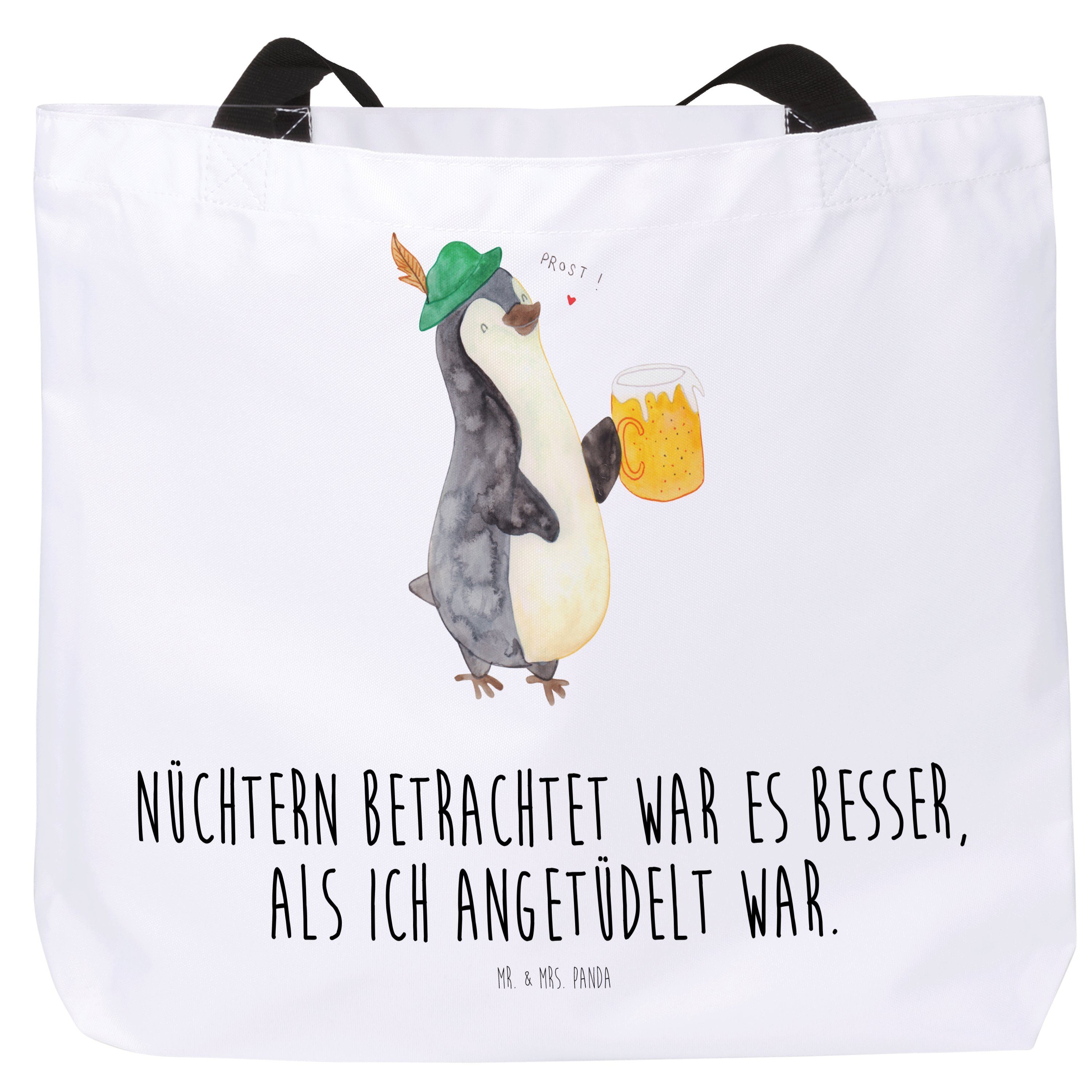 Mr. & Mrs. Panda Shopper Pinguin Bier - Weiß - Geschenk, Beutel, Strandtasche, Oktoberfest, Al (1-tlg)