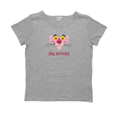 United Labels® T-Shirt Pink Panther T-Shirt für Damen kurzärmlig Rundhalsausschnitt Grau