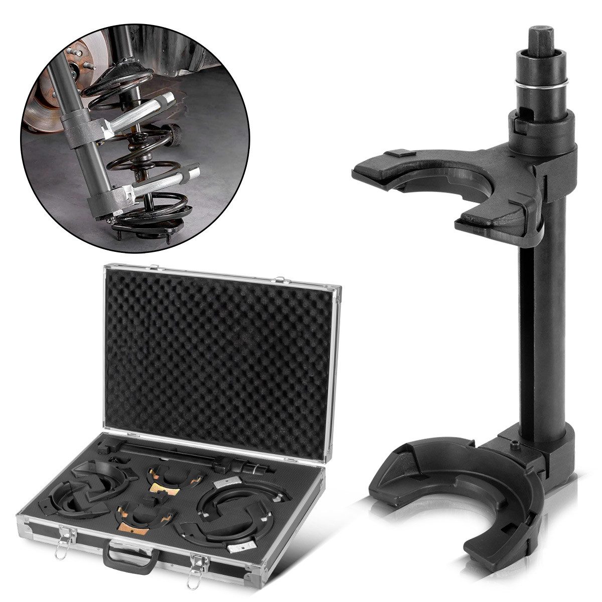 STAHLWERK Montagewerkzeug Federspanner mit 1,5 t Spannkraft Federbeinspanner, B: 41,5 cm, L: 57,5 cm, (Set, 5-tlg., Set), flexibel einsetzbar