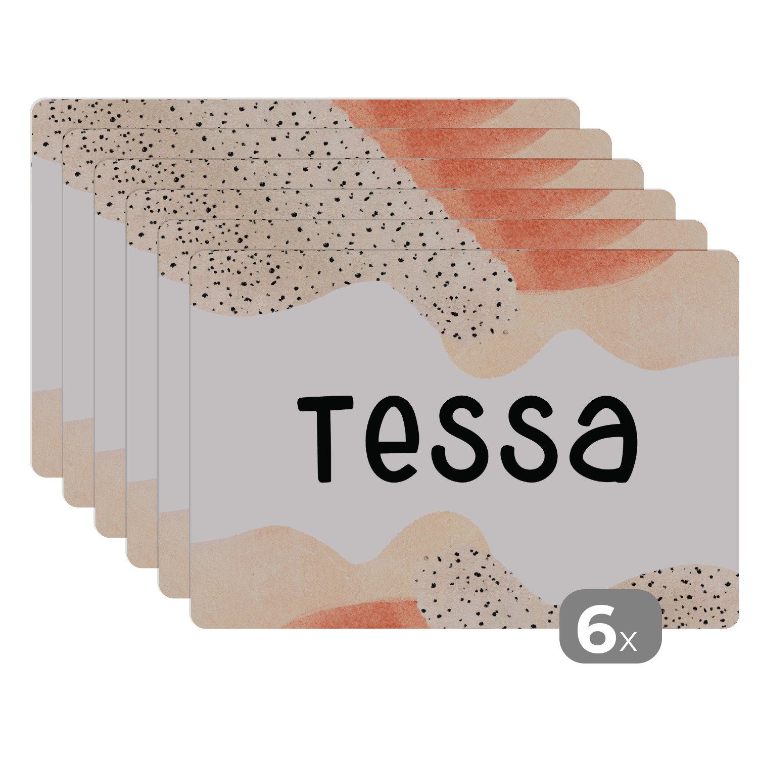 Platzset, Tessa - Pastell - Mädchen, MuchoWow, (6-St), Platzset, Platzdecken, Platzmatte, Tischmatten, Schmutzabweisend