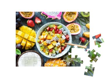 puzzleYOU Puzzle Tropischer Obstsalat mit Mango und Pitaya, 48 Puzzleteile, puzzleYOU-Kollektionen Obst, Küche, Essen und Trinken