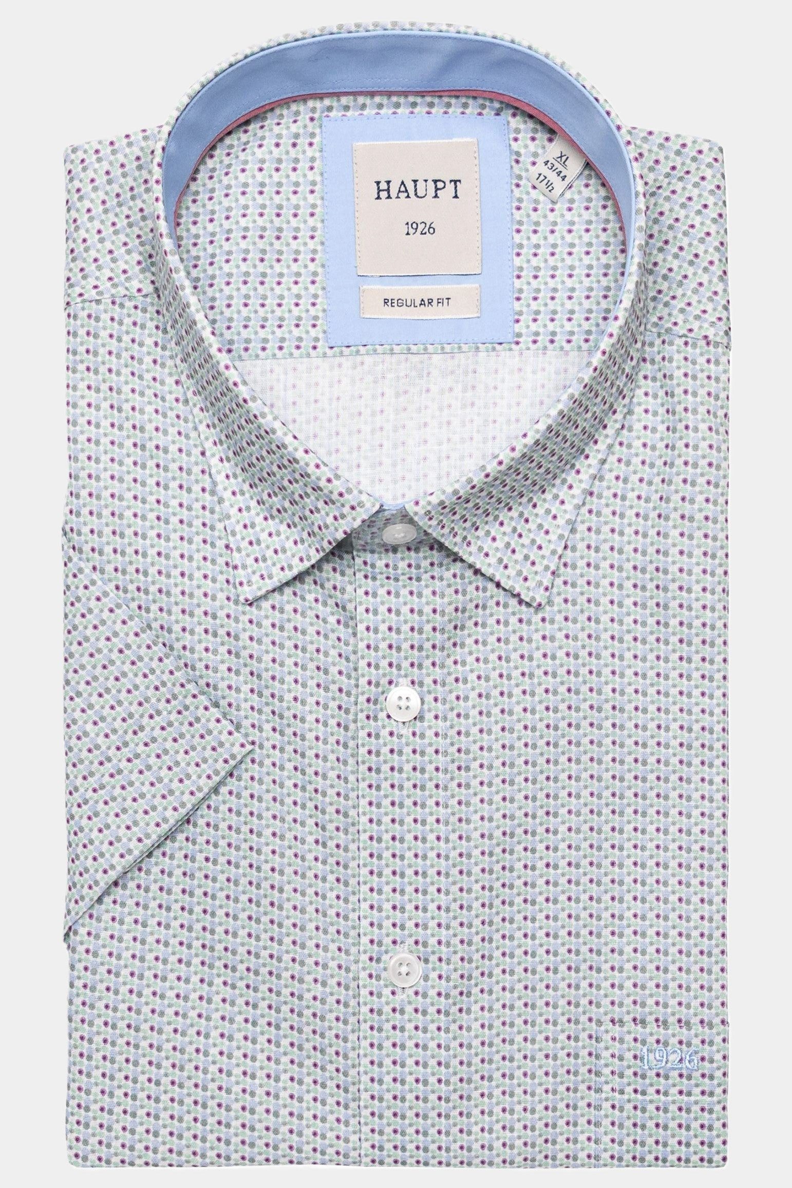 Haupt Kurzarmhemd Regular Fit Kurzarmhemd Punkte-Muster Multicolour Style Sommer