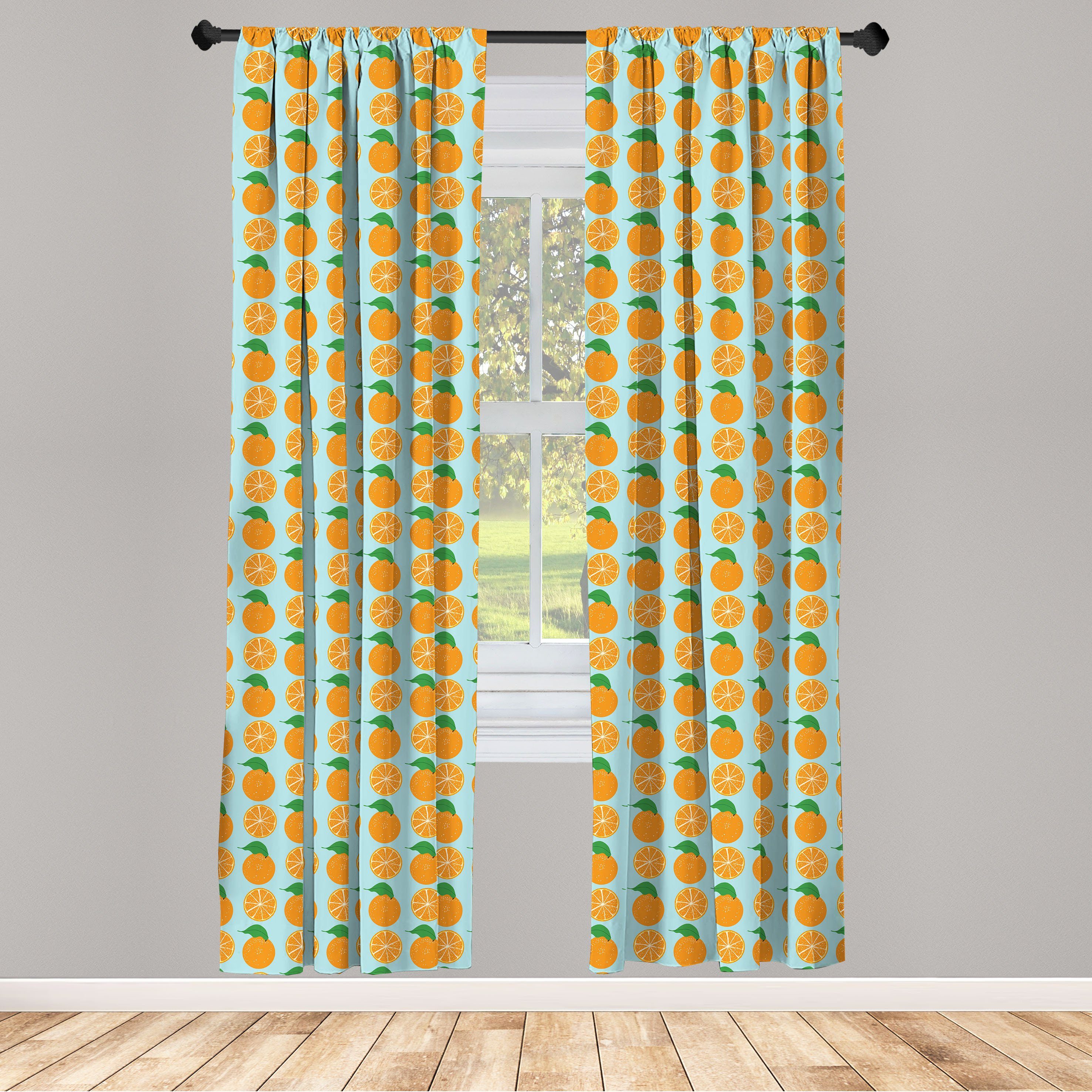 Gardine Vorhang für Wohnzimmer Schlafzimmer Dekor, Abakuhaus, Microfaser, Orange Vitamin C Halb Cut Obst