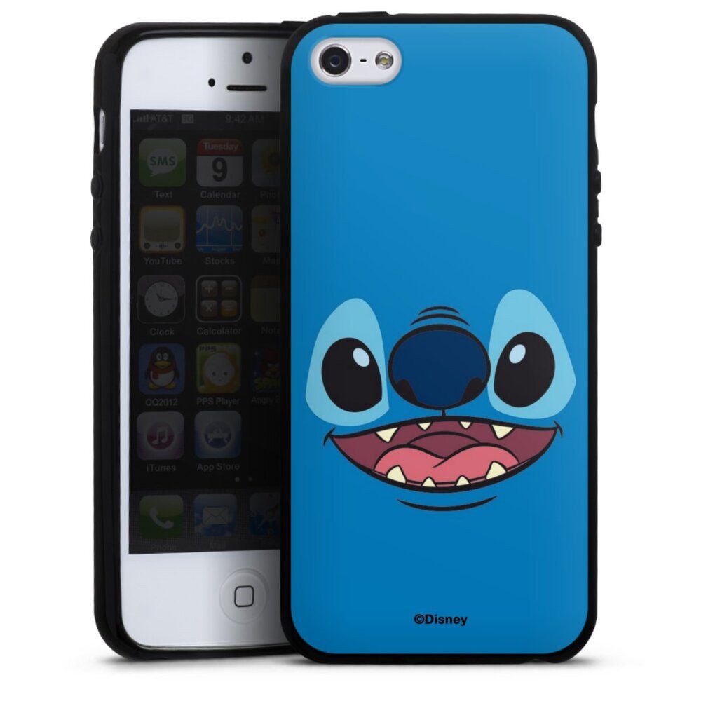 DeinDesign Handyhülle Lilo & Stitch Disney Offizielles Lizenzprodukt Stitch Closeup, Apple iPhone 5 Silikon Hülle Bumper Case Handy Schutzhülle