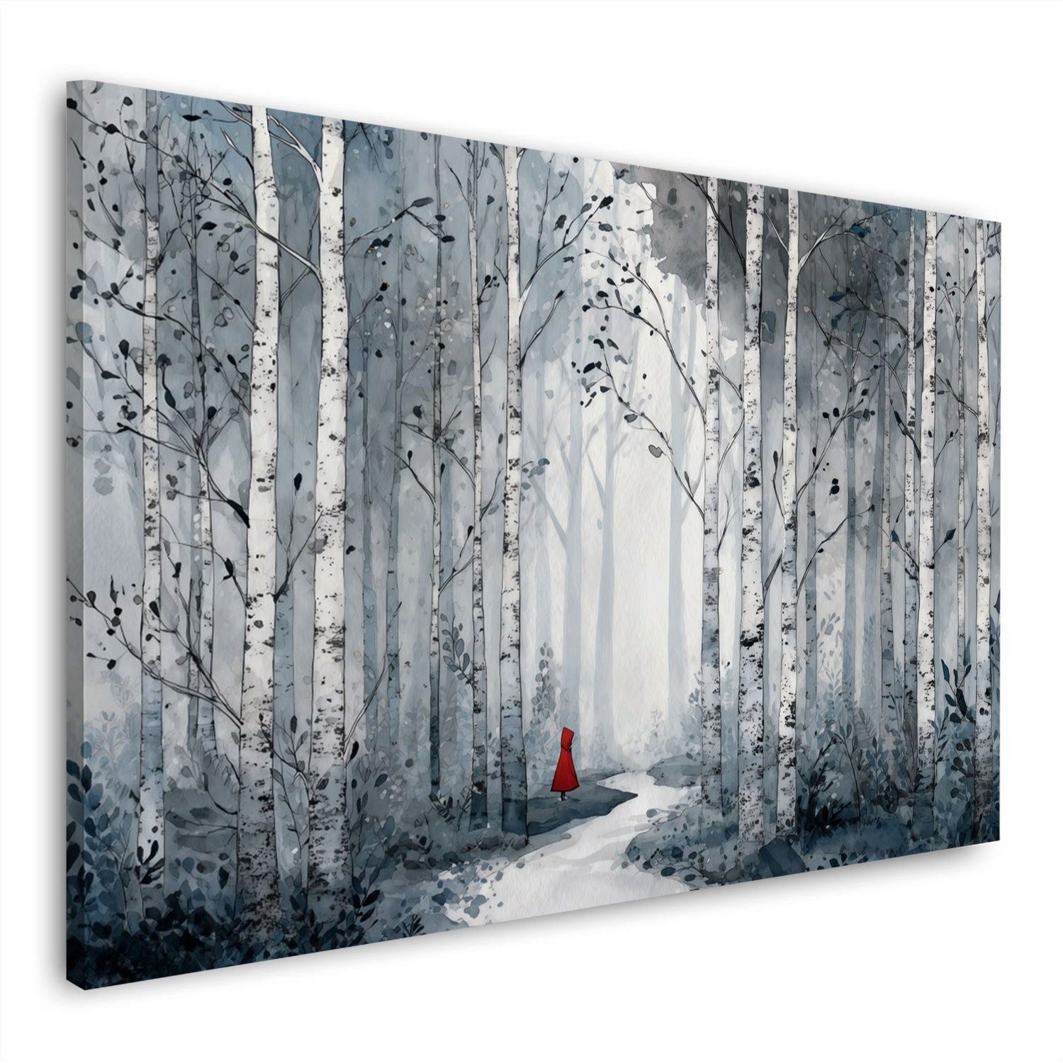 Artedinoi Leinwandbild Birkenwald Landschaft Weg im Wald Wandbild Leinwandbild Kunstdruck XL, Birkenwald mit Waldweg