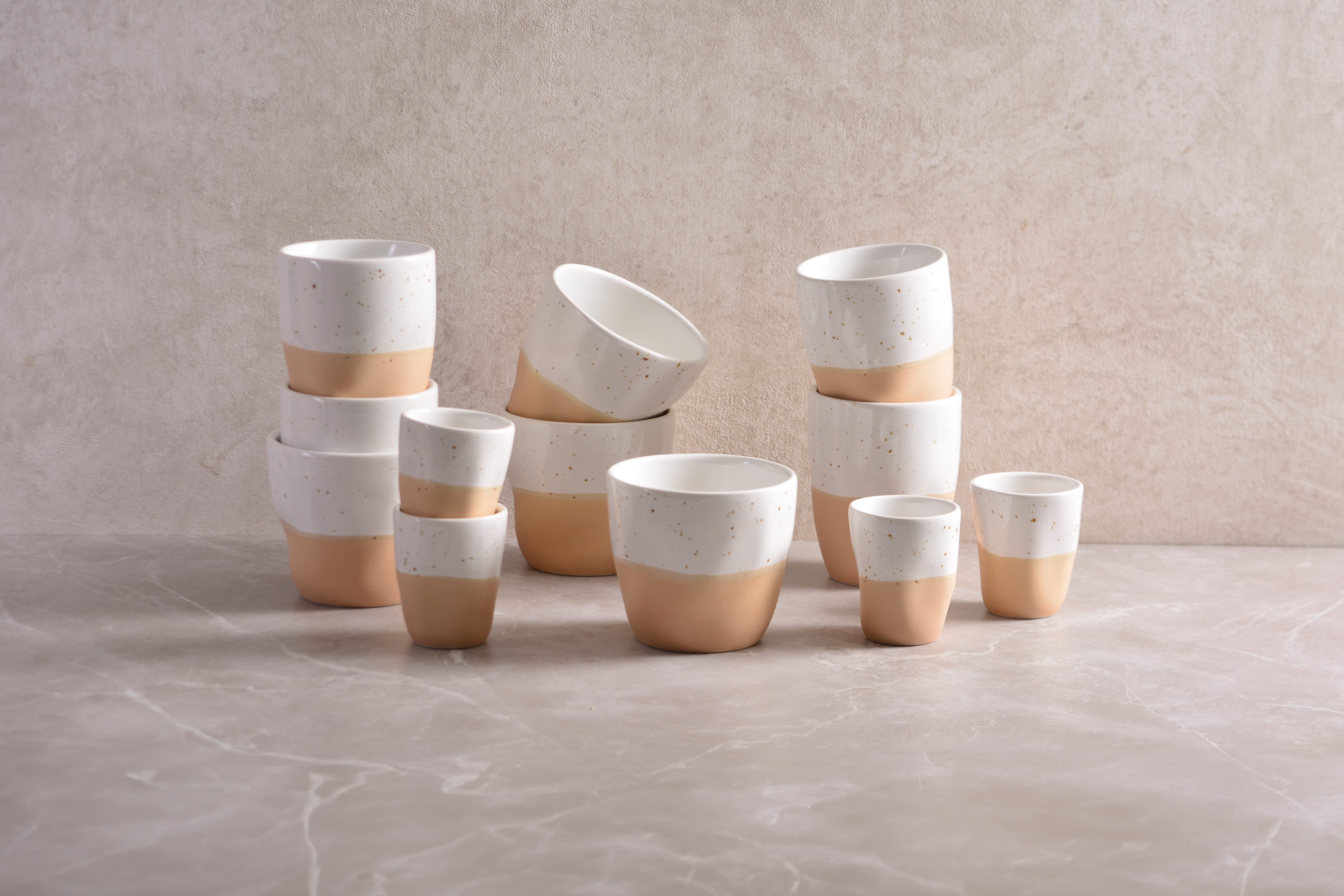 my home Espressotasse Espressobecher, modernes Geschirr-Set Bruddesta, 4er Set, 4-tlg., Steinzeug, hohe Haltbarkeit, spülmaschinengeeignet & mikrowellengeeignet, 80 ml