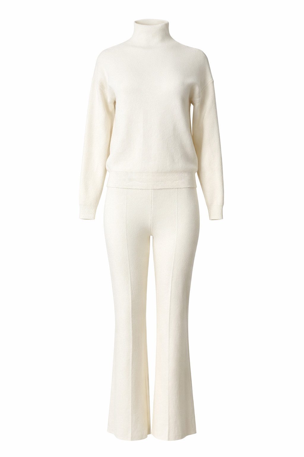 Strickhose Damen Strick-Set Hose und Pullover mit Stehkragen und Hose Gr. S/M