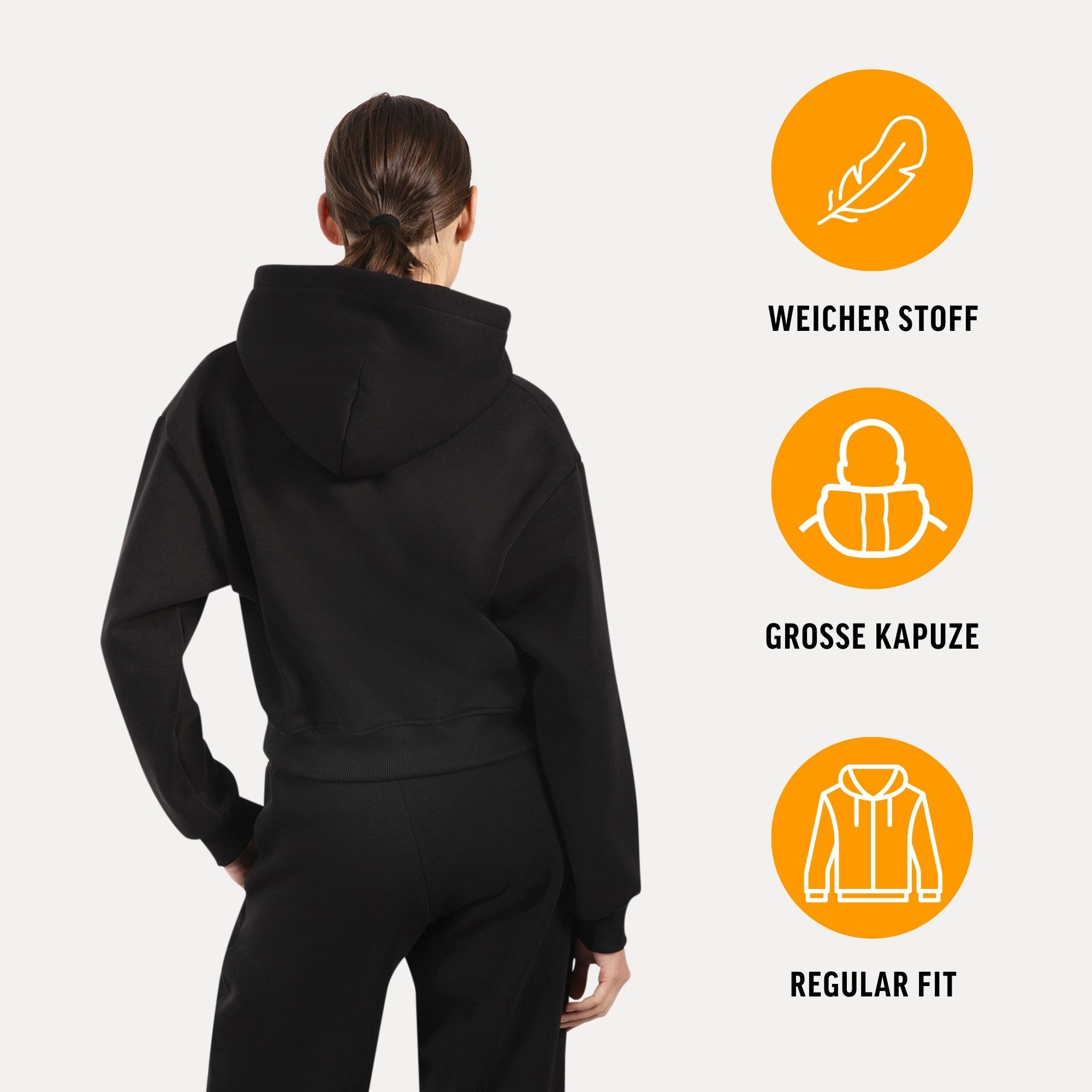 Smilodox Kapuzenstrickjacke Enara, Strickjacke mit Frontzipper und Kängurutasche, Sweatjacke gesticktes Logo weicher Stoff bequeme Kapuzenjacke Freizeit Sport