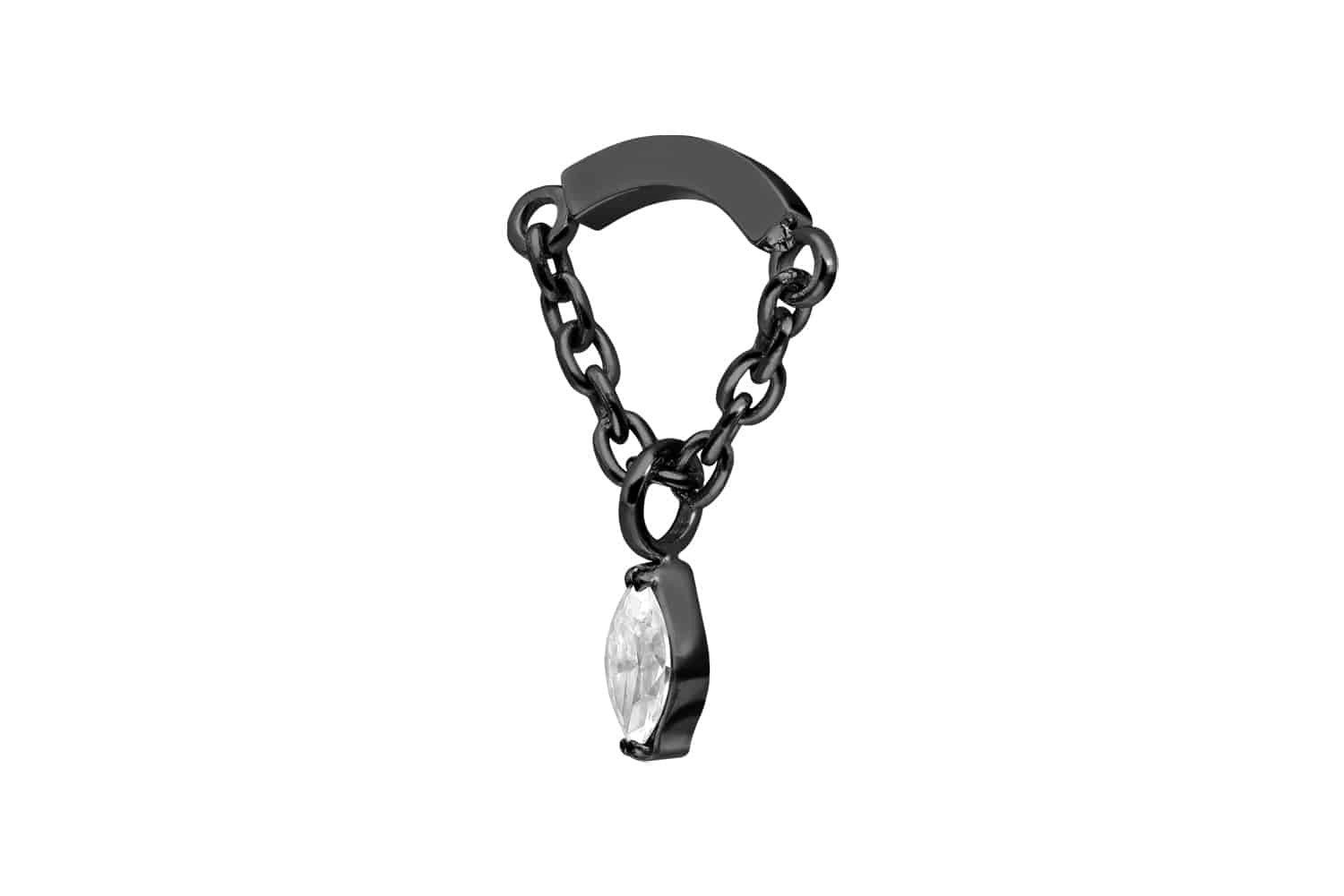PIERCINGLINE Piercing-Set Titan Schraubaufsatz mit Außengewinde BOGEN + KETTE + KRISTALLTROPFEN (Schraub-Aufsätze, 1-tlg)