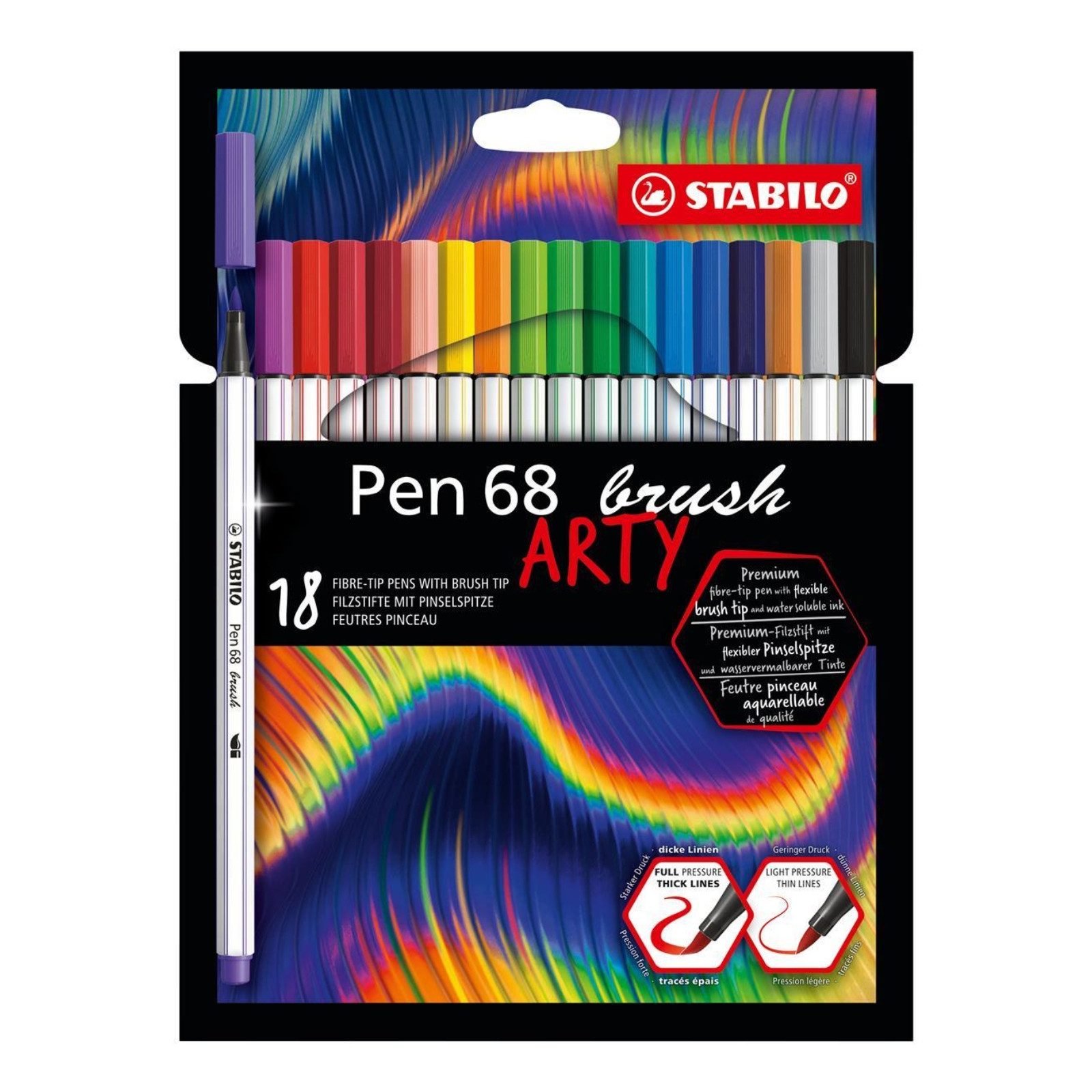 STABILO Pinselstift STABILO Pen 68 brush ARTY Premium-Filzstift - 18er Kartonetui