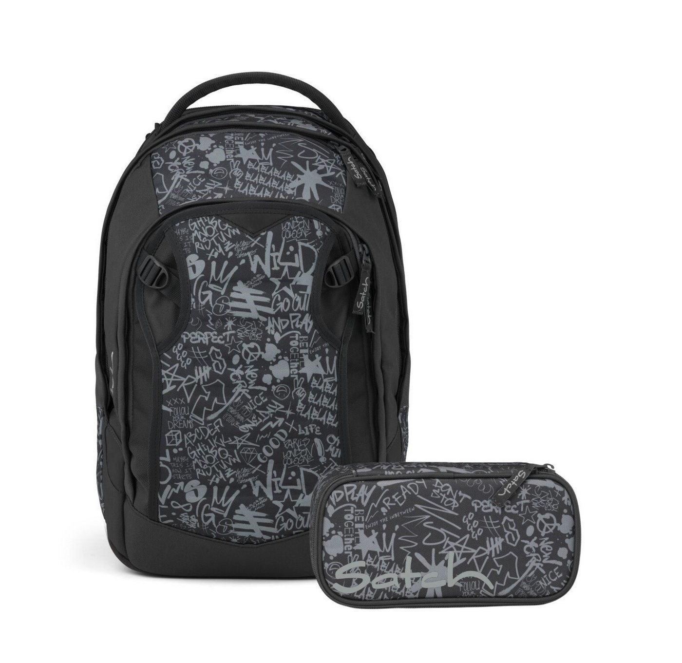 Satch Schulranzen Schulrucksack-Set MATCH PLUS Street Ink 2-teilig (2-teilig), Schulranzen, ergonomisch, 30 + 5 Liter, 4 Fächer