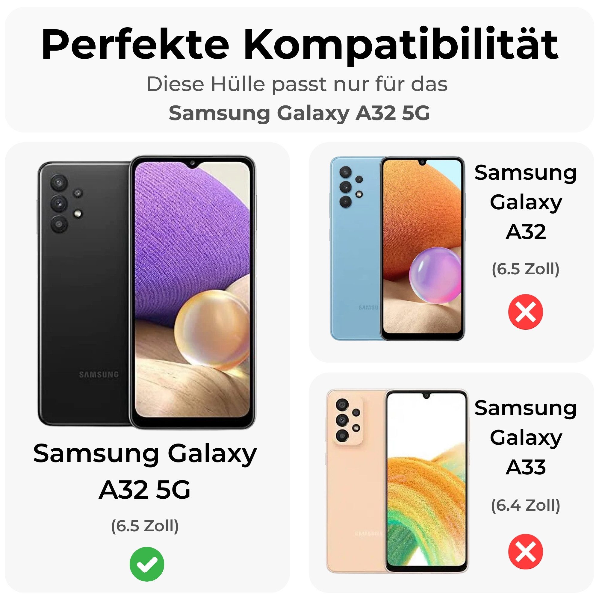 betterfon Handyhülle für Samsung Galaxy A32 5G TPU Case mit 360° Rundumschutz Displayschutz, 360 Grad Hülle mit Displayschutz und Fingerprint