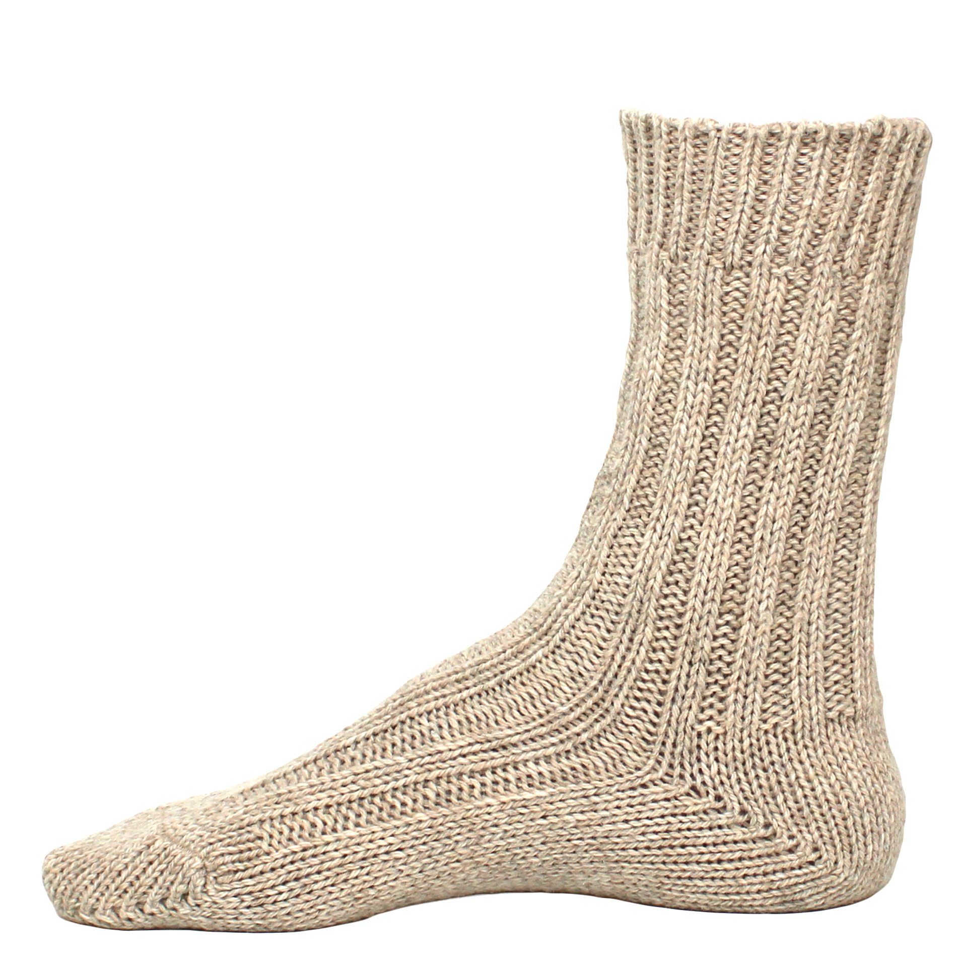 Damen und den Thermosocken Socken für ideal Alpaka Wörleonline Wollsocken, 2-Paar) beige/hellbraun Winter (Set, Wintersocken Herren, für