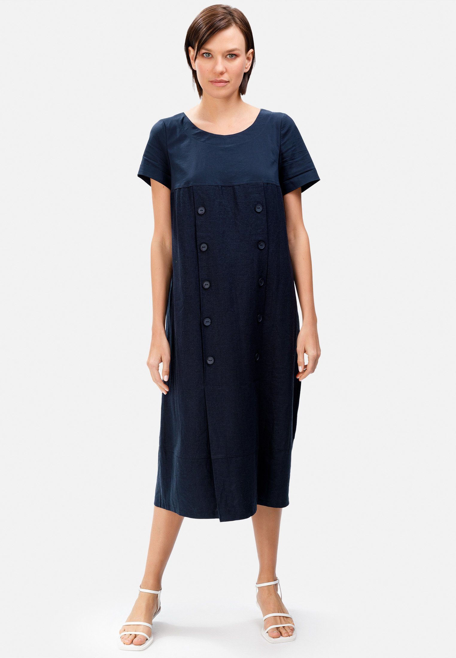 HELMIDGE A-Linien-Kleid »Midi Kleid« mit Dekoknöpfen