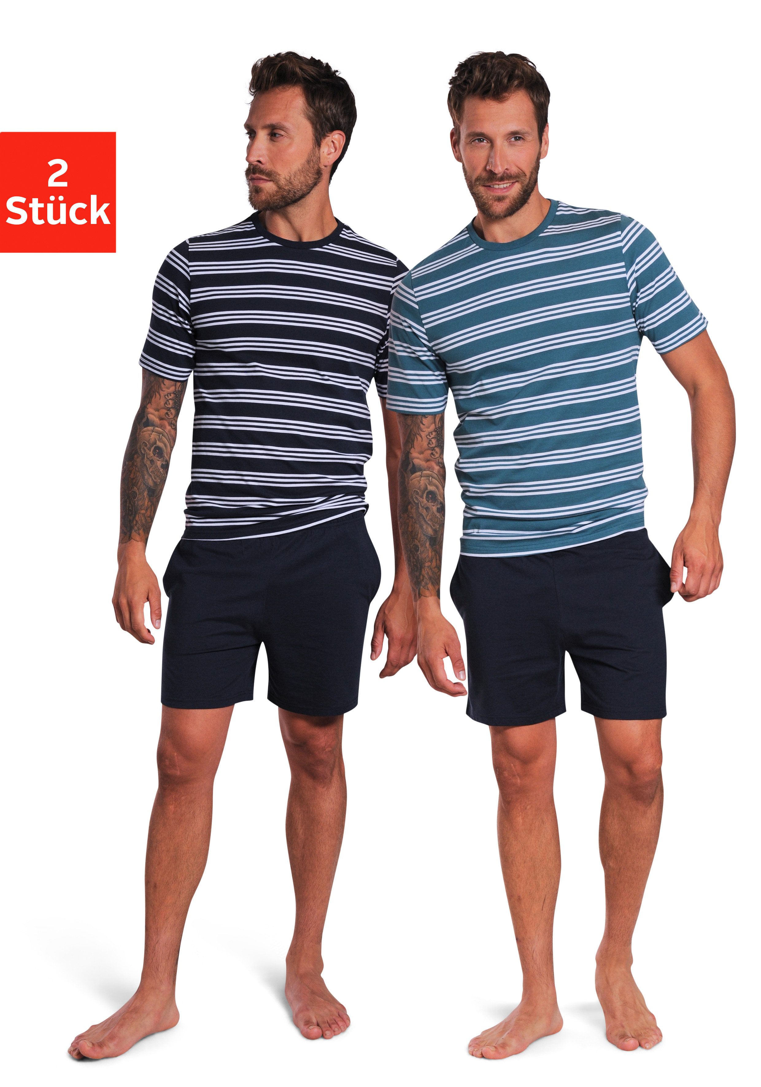 AUTHENTIC LE JOGGER Pyjama (Packung, 4 tlg., 2 Stück) Schlafanzug mit gestr günstig online kaufen