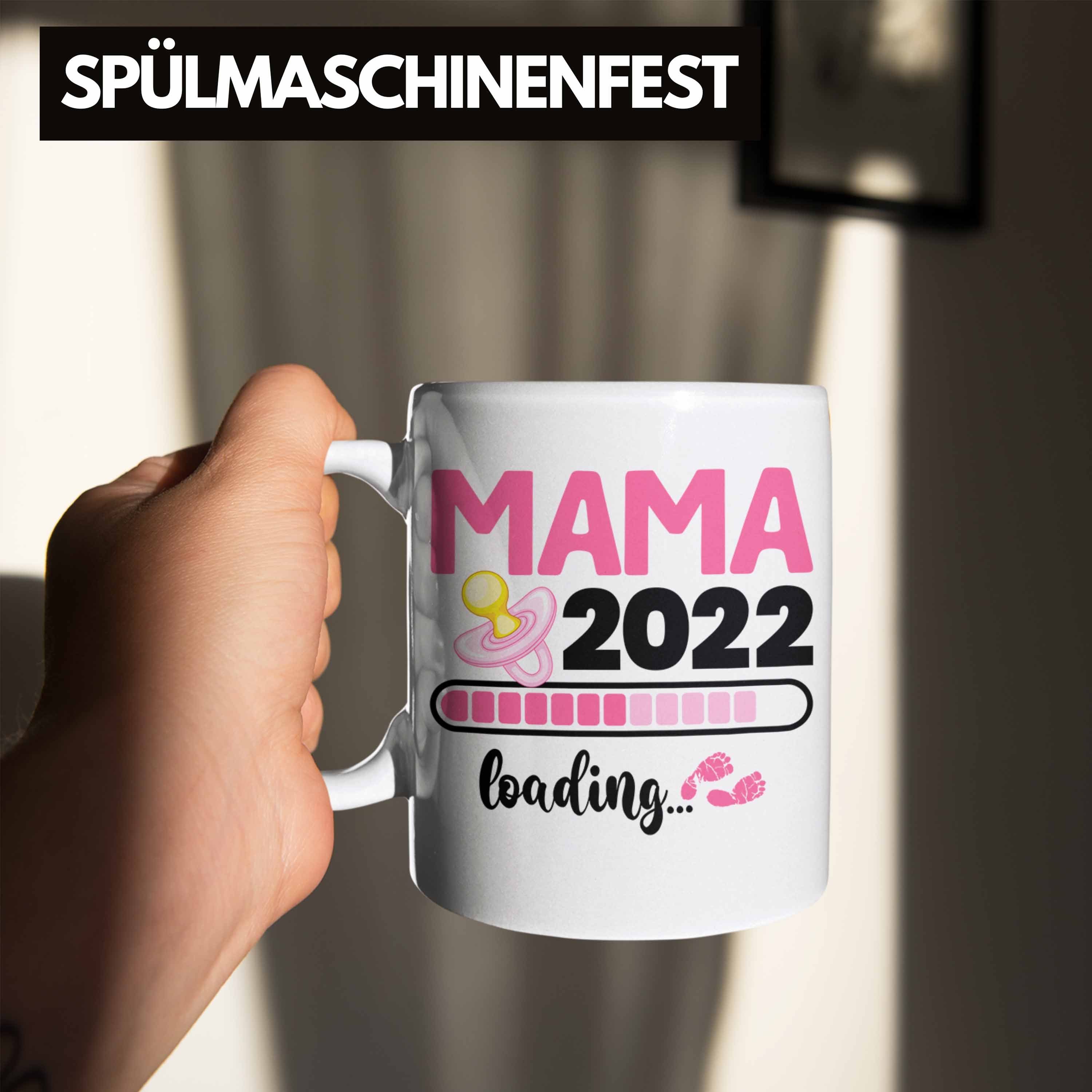 Trendation Schwangerschaftsverkündung 2022 Tasse Weiss Trendation Mama Loading Überraschung Tasse - Schwanger