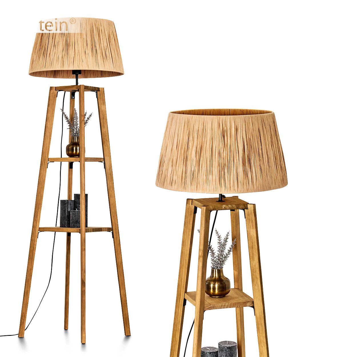 Stehlampe Stehlampe aus Holz/Bast in Naturfarben