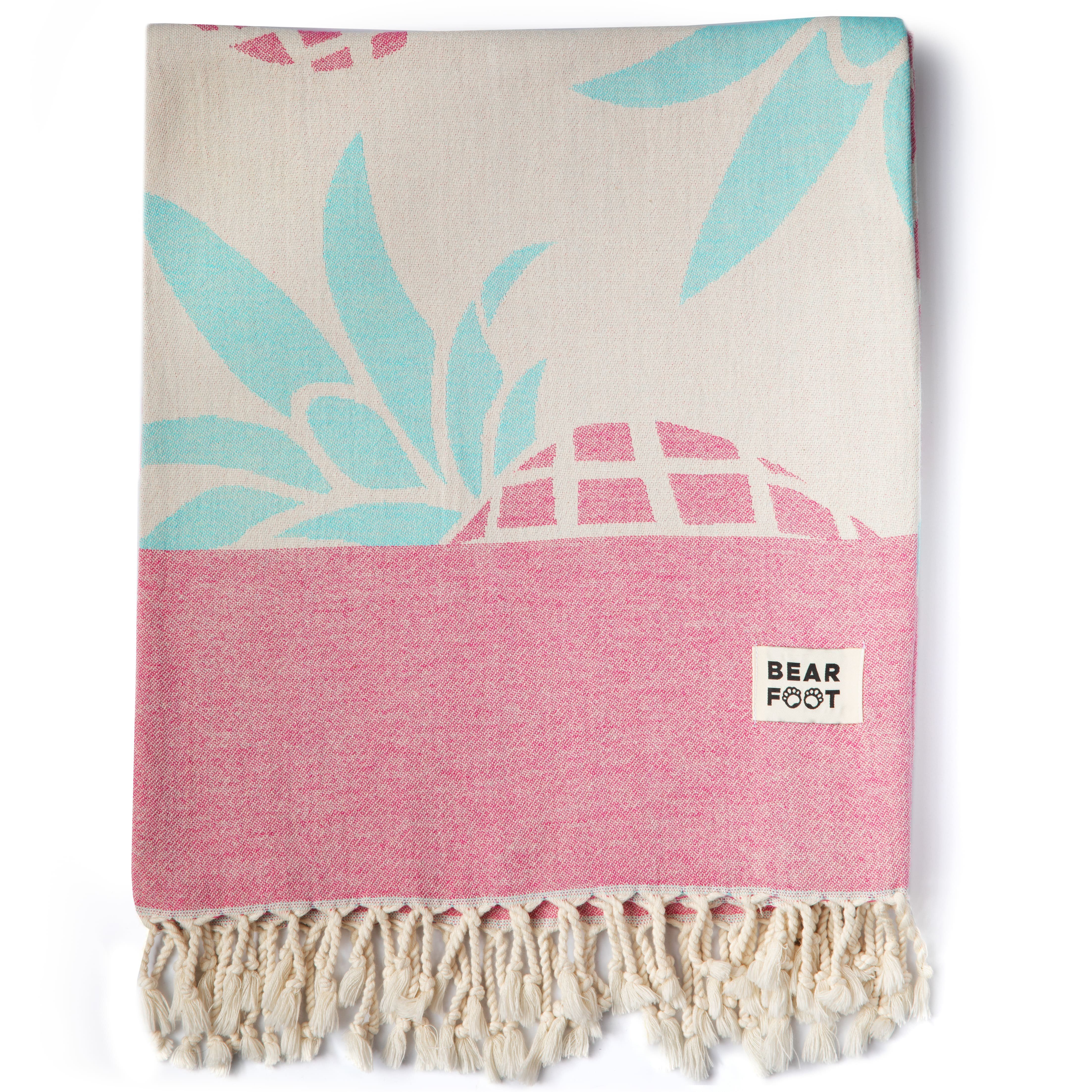 BEARFOOT Handtuch Strandtuch Handtuch Badetuch Hamamtuch, Pineapple Saunatuch Pink 180x90cm, Baumwolle