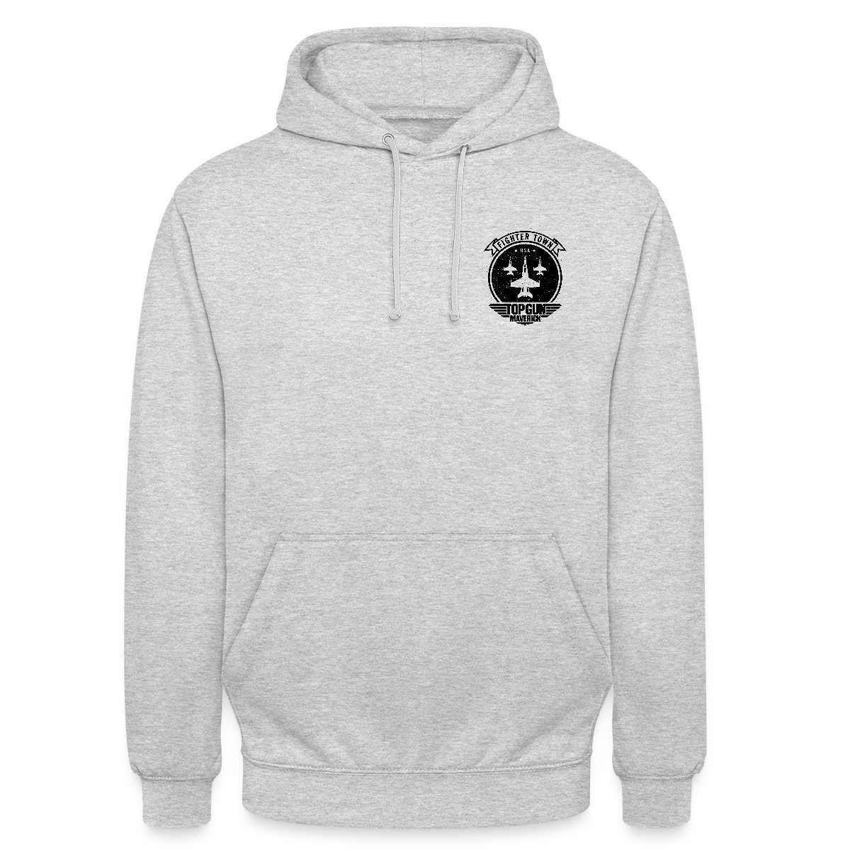 Spreadshirt Hoodie Top Gun Maverick Fighter Town Jet Logo Unisex Hoodie (1-tlg) Unisex-Schnitt: Sitzt bei Männern körpernah, bei Frauen weit