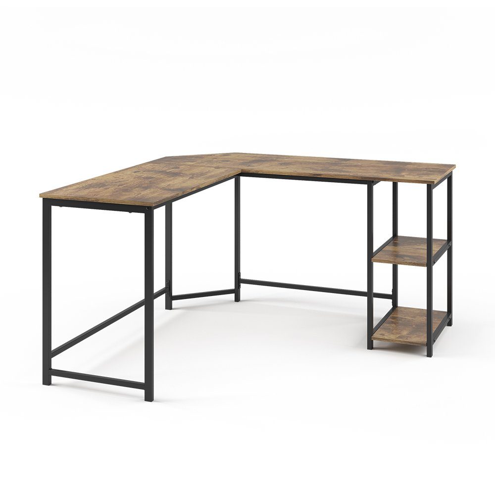 Vicco Eckschreibtisch Fyrk, Eiche rustikal/Schwarz, 138 x 138 cm