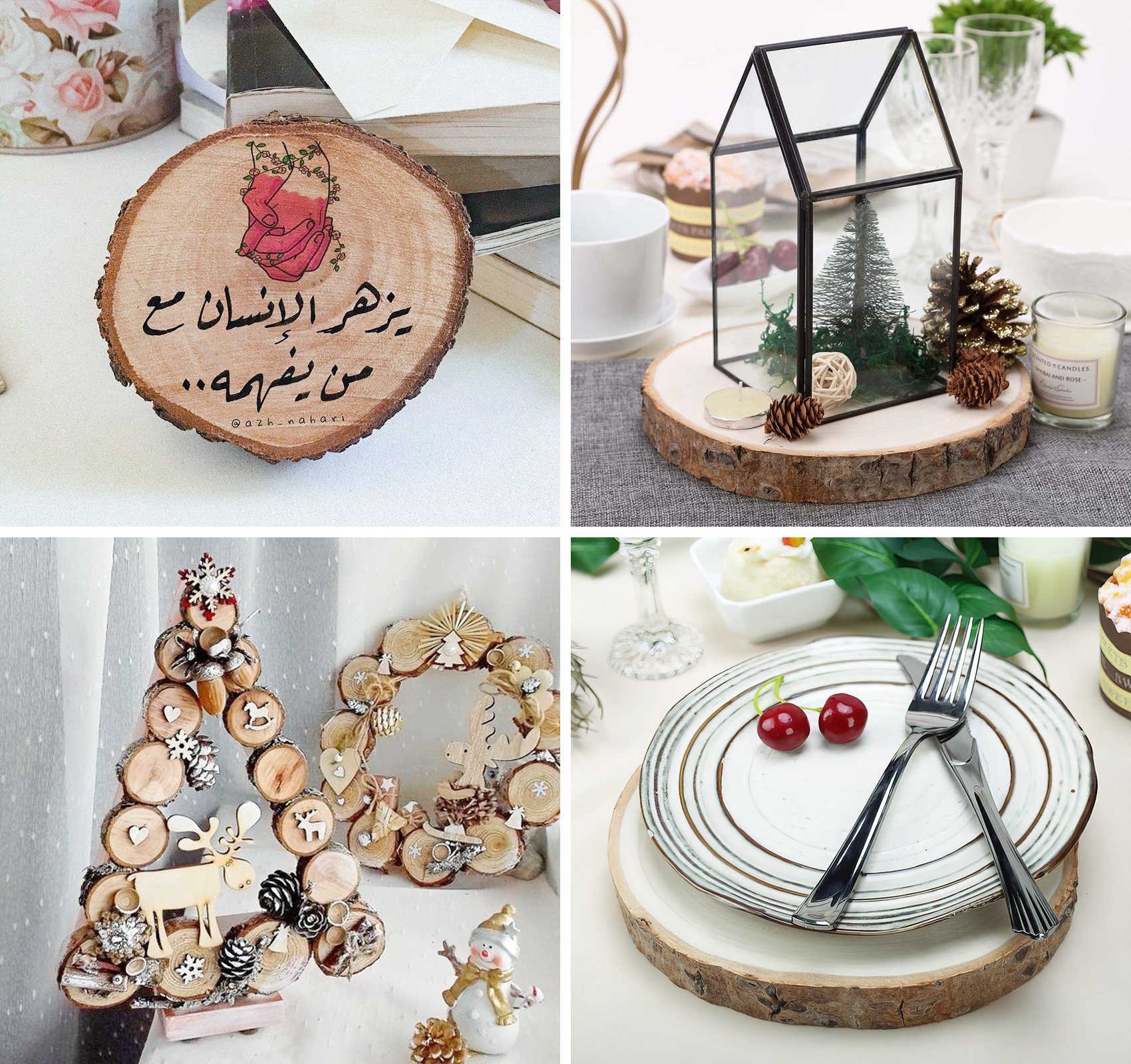 ElitVita Rindenscheiben Holzscheiben Baumscheiben, Ø10-28cm, Holzscheiben zum Basteln, (10-tlg), Runde holzscheiben für DIY Handwerk Hochzeit Weihnachten Dekoration