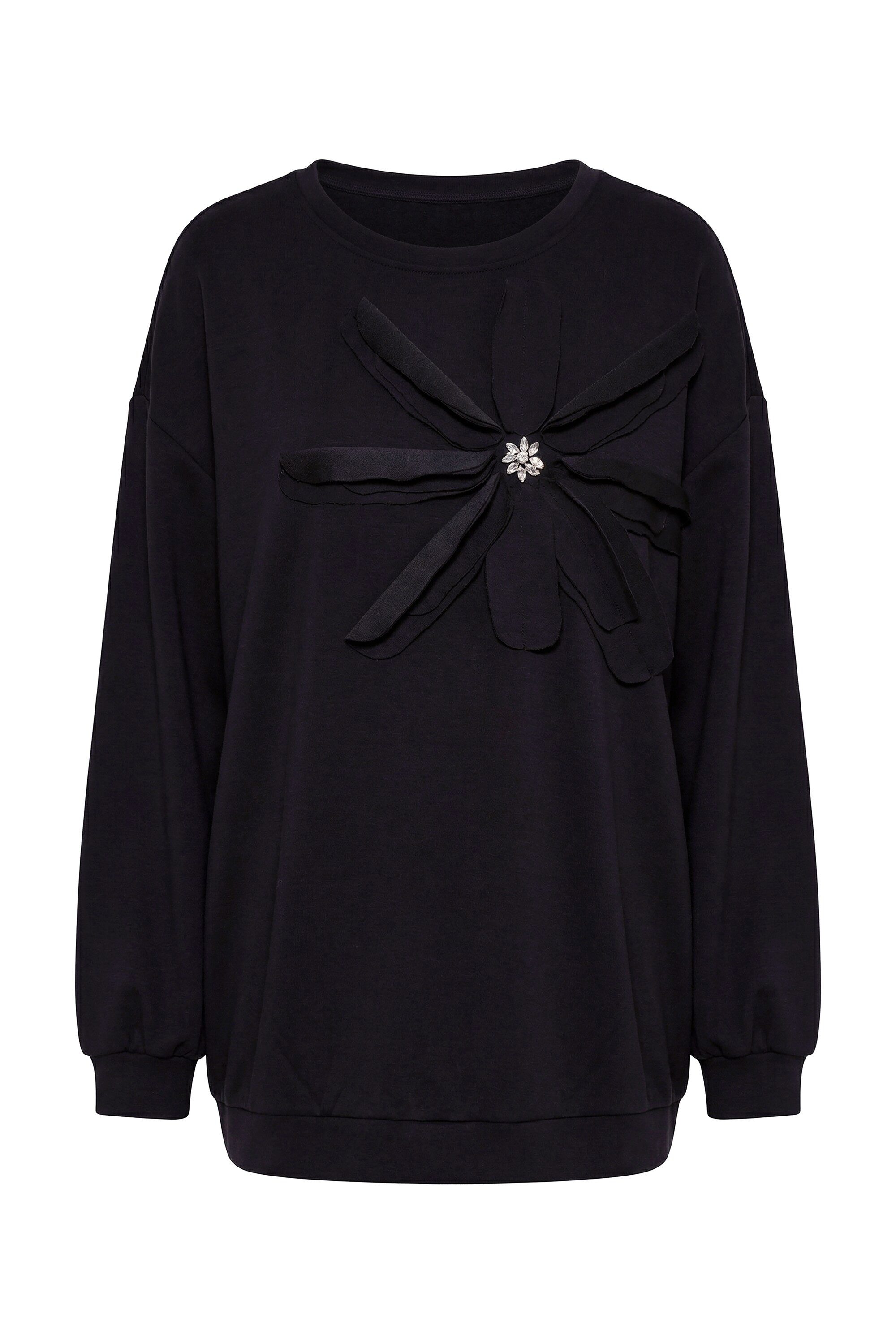 MIAMODA Sweatshirt Sweatshirt A-Linie verzierte 3D-Blüte günstig online kaufen
