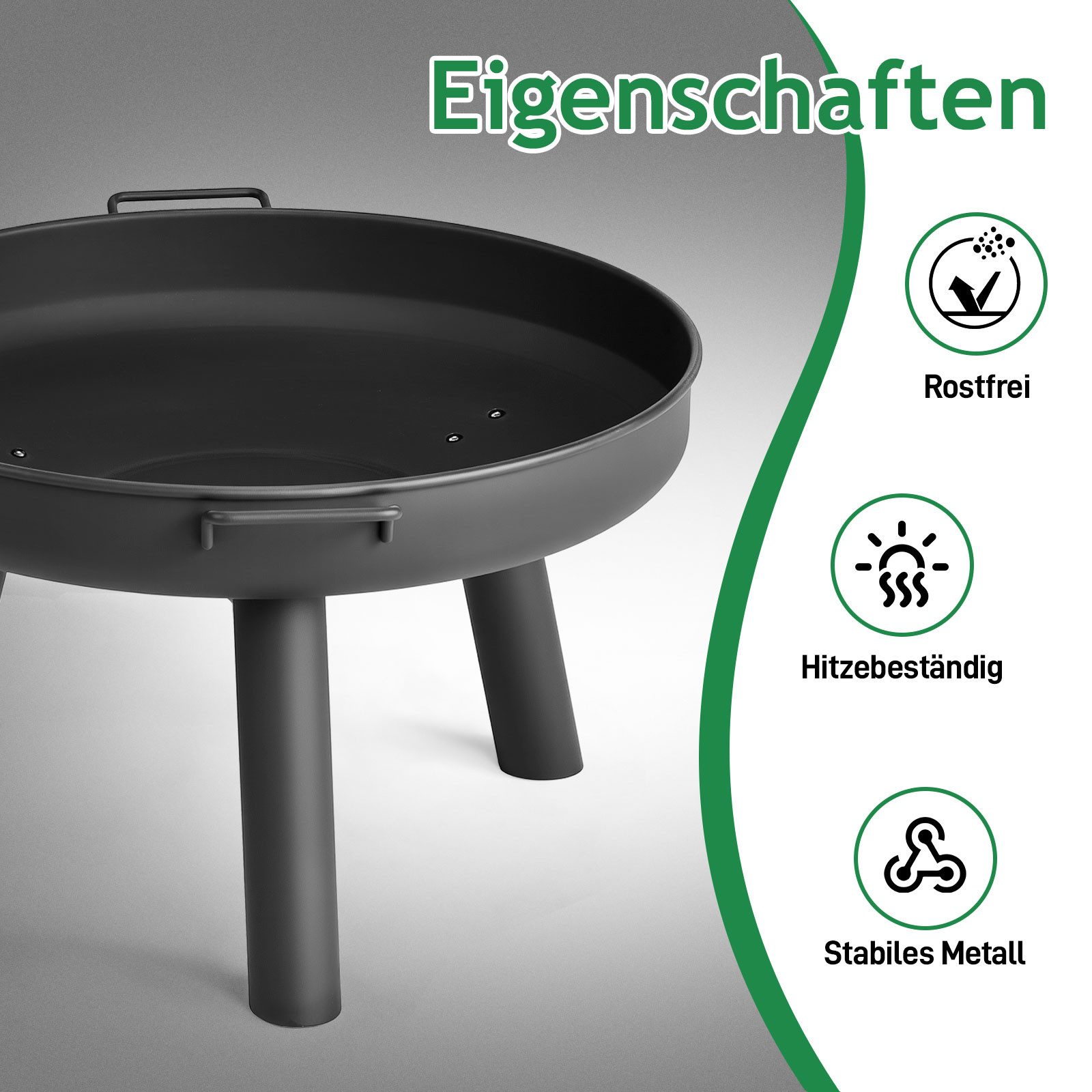 LALAHO Feuerschale Feuerstelle Feuerkorb für Terrasse Tischkamin Garten & Camping, Ø60/70/80 cm Fire Pit Feuerkorb inklusive Feuerhaken