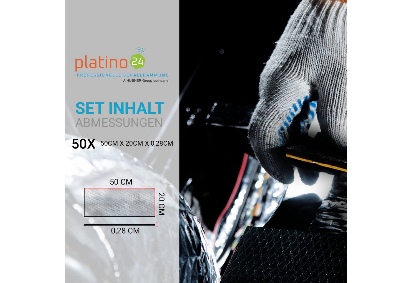 Thumbnail - platino24 Dämmplatte Bitumenmatten 500x200x2,8mm selbstklebend mit Antiblockschicht, (50-St)