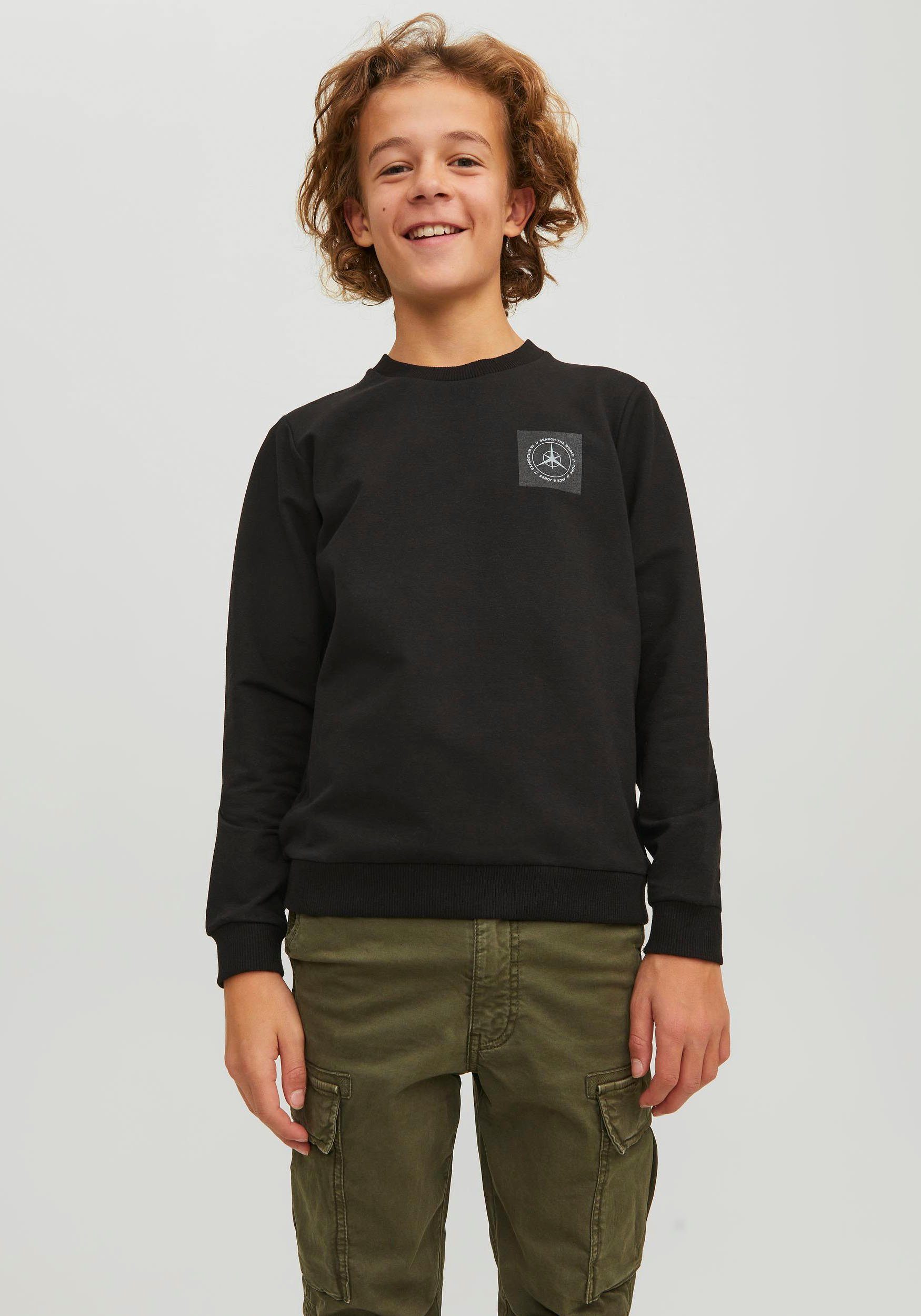 Jack & SN NECK Black JCOFILO Sweater Jones Junior JNR CREW SWEAT