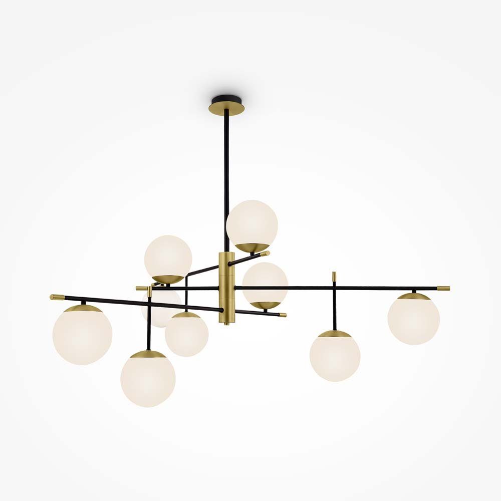 Maytoni Kugelleuchte, Leuchtmittel nicht inklusive, Deckenleuchte Deckenlampe Wohnzimmerlampe Metall Glas Matt-Gold D