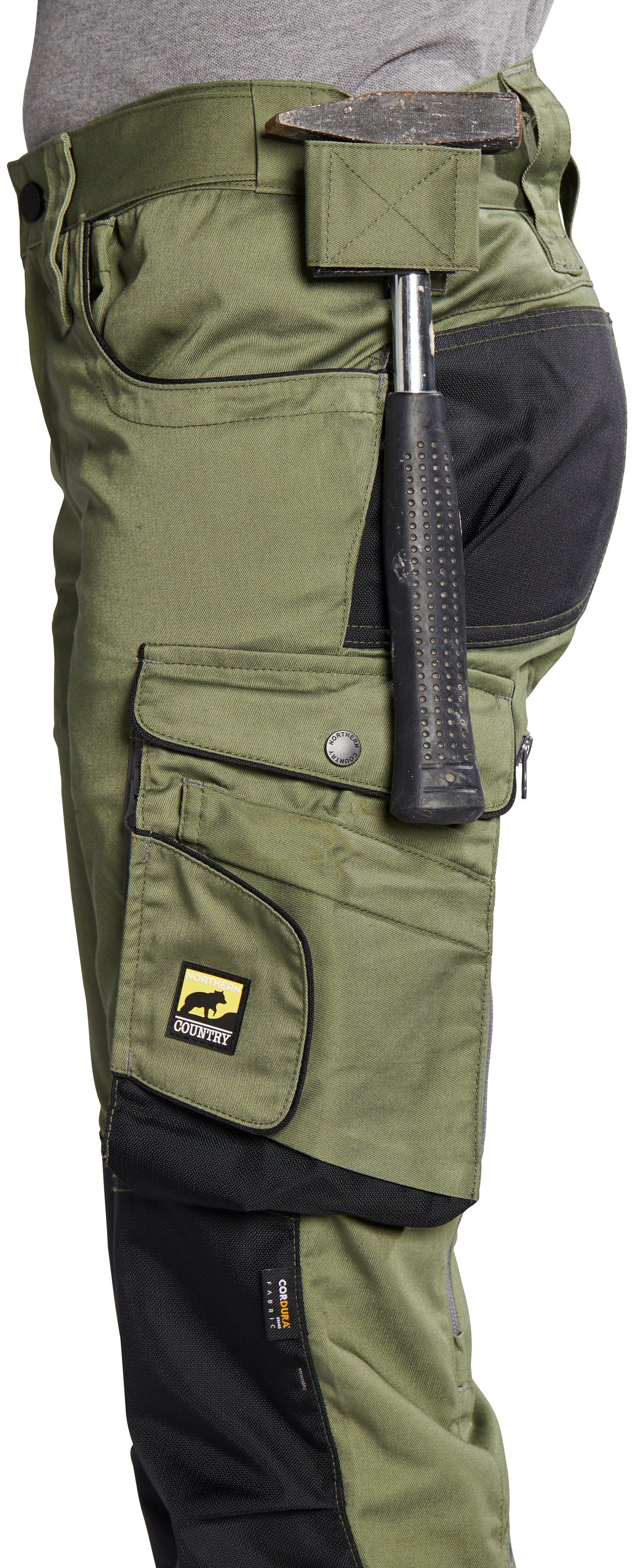 Cordura®Verstärkungen Innenbeinnaht + (langlebig Taschen) 3-fach Arbeitshose mit für und Reißverschlussbelüftung 9 olivgrün durch Northern Damen Verriegelungspunkte, Country