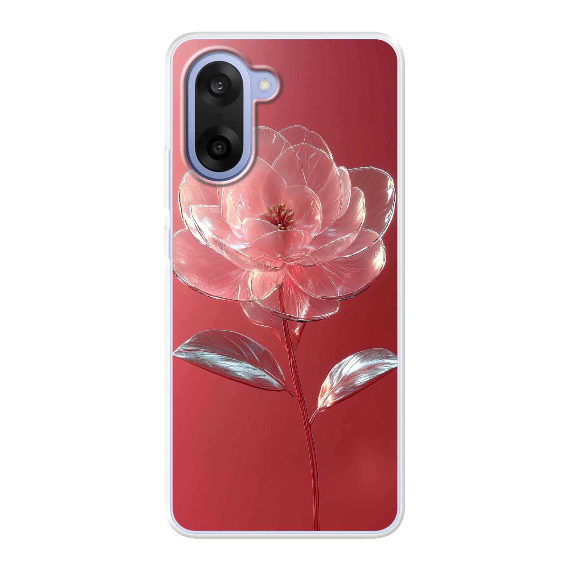 MuchoWow Handyhülle für OnePlus Nord CE5 Verziert - Blume - Rosa - Gläser, Phone Case, Silikon, Schutzhülle Dünn