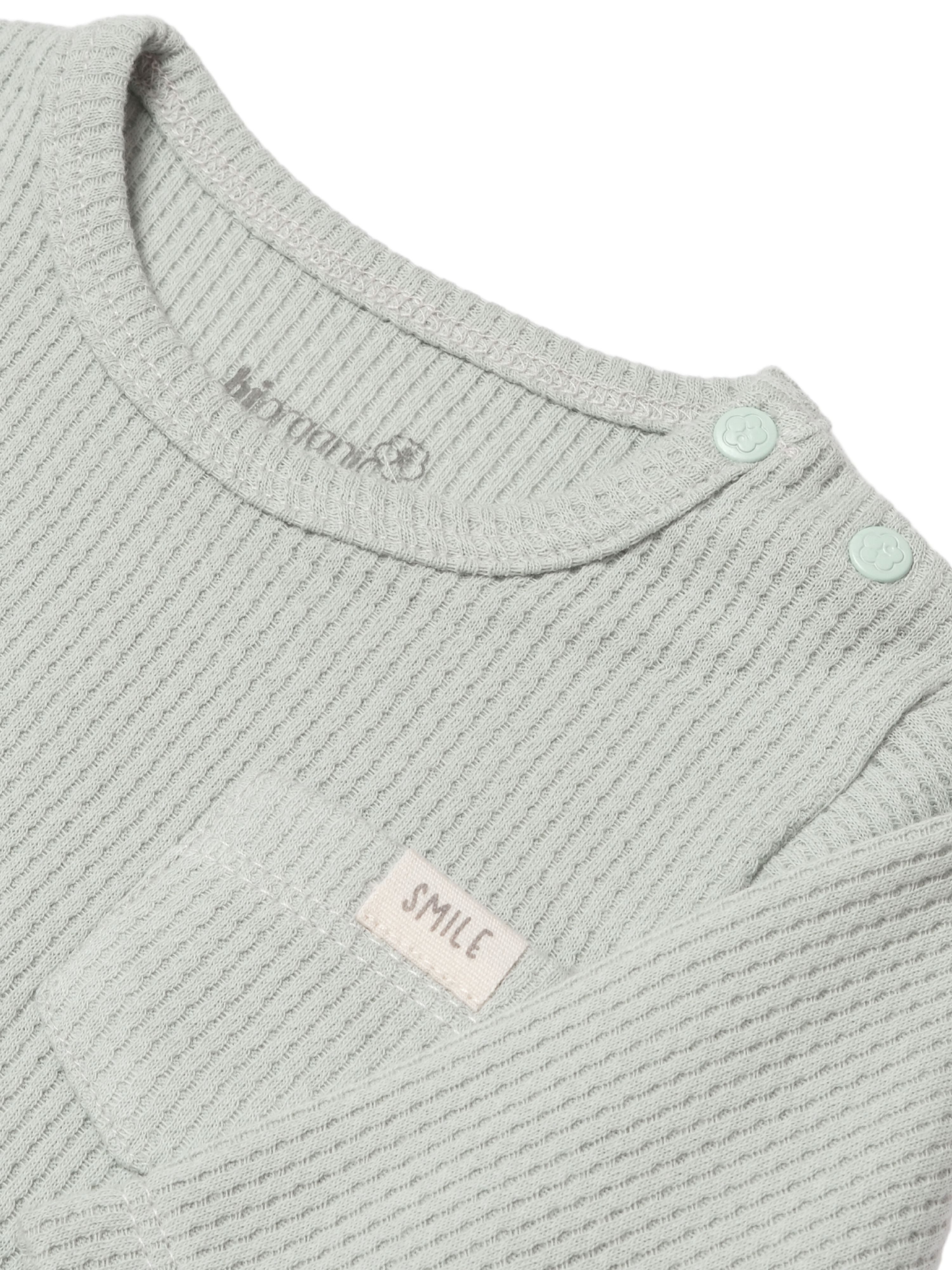 biorganic Langarmbody Waffle Smile für Jungen und Mädchen, Unisex, Baby Body (1-tlg) Waffelmuster, Bio-Baumwolle, Größe 56 - 86