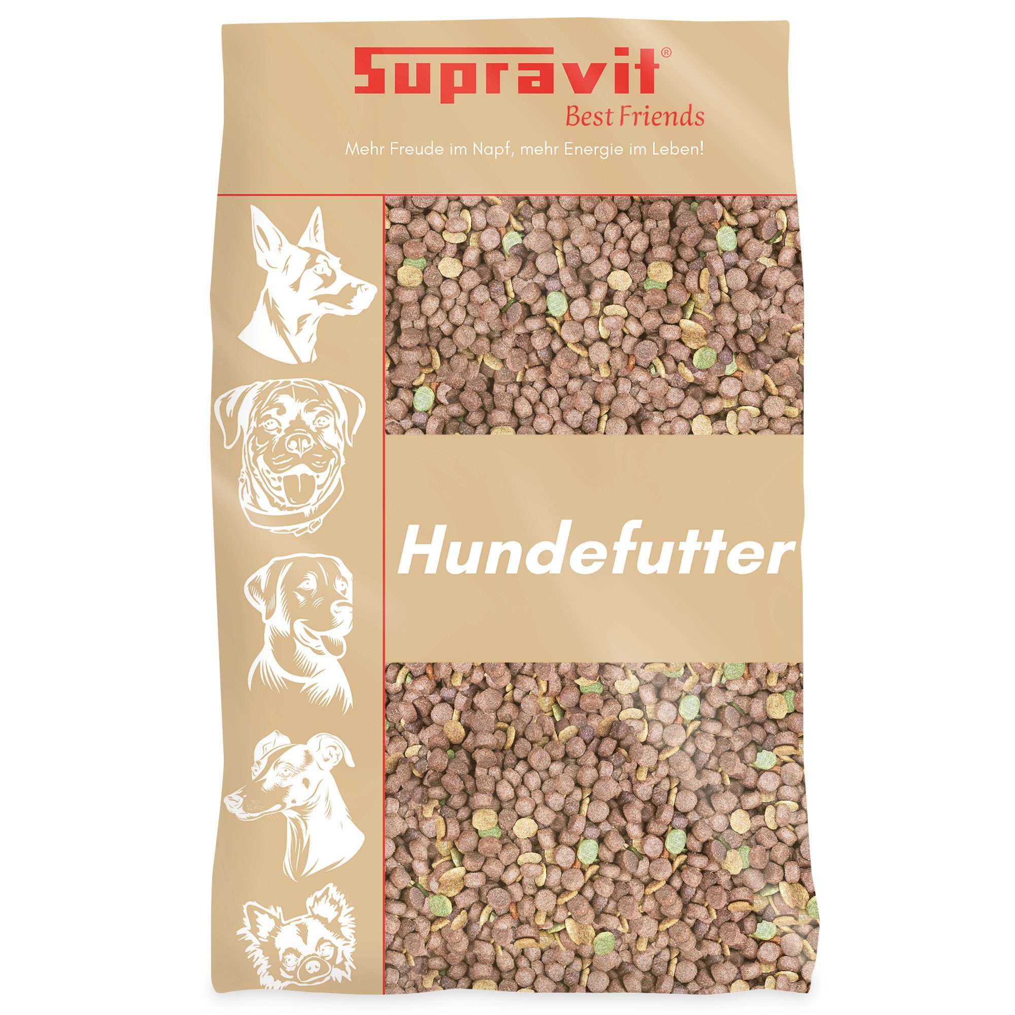 Supravit Basis Mix Trockenfutter 15kg - Hundefutter für aller Rassen und Alter, Trockenfutter für: Hund