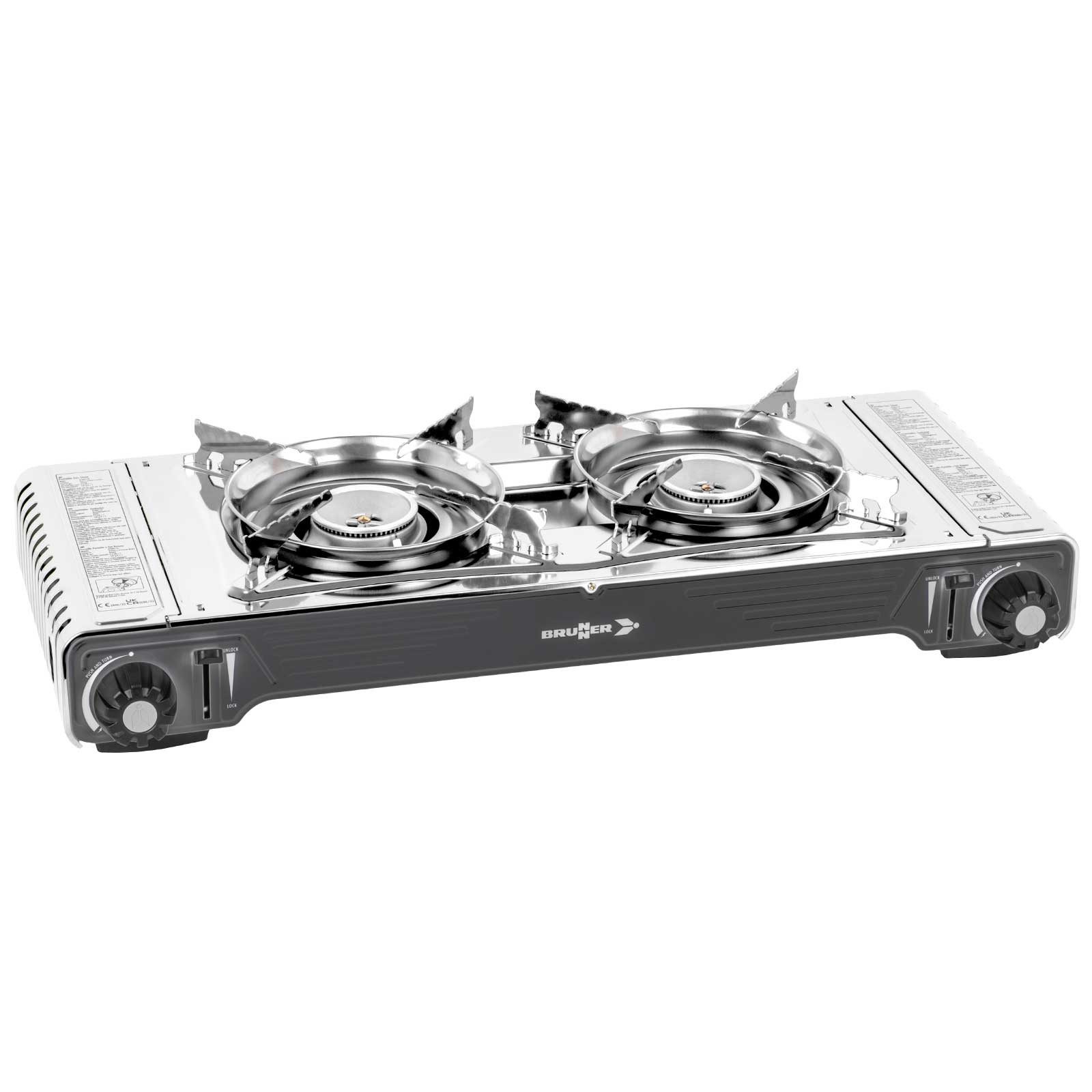 BRUNNER Gaskocher BRUNNER Camping Gaskocher 2 flammig DEVIL DOUBLE SD mit Zündsicherung