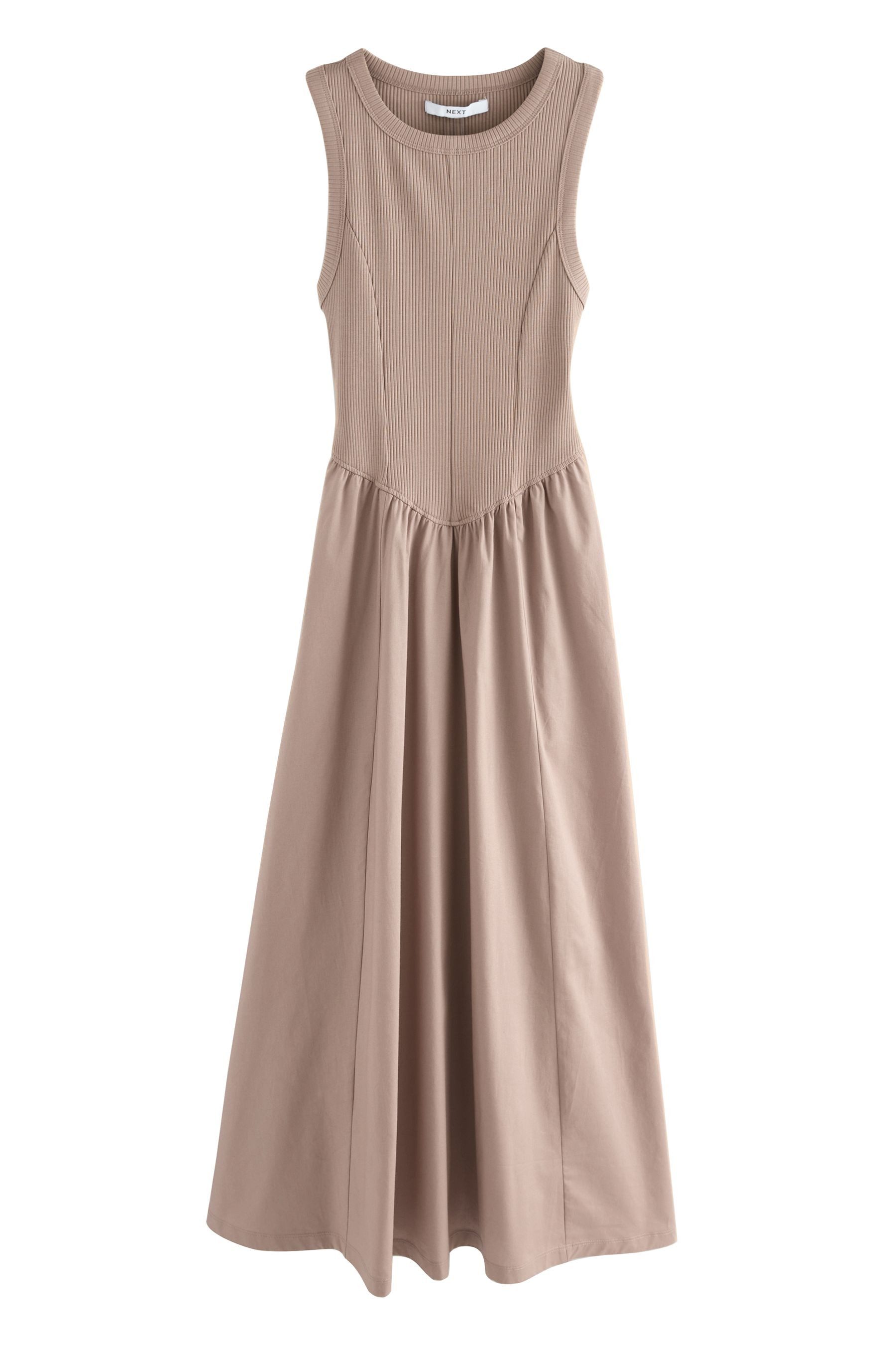 Midikleid Ärmelloses Midi-Rippenstrickkleid mit Racerback