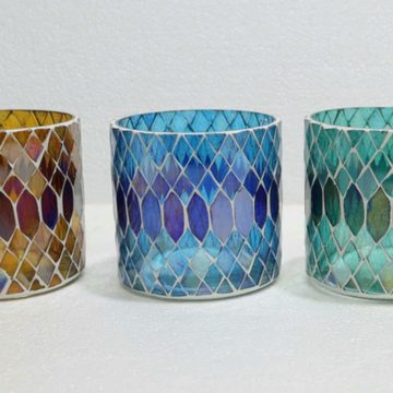 Casa Moro Windlicht Marokkanisches Mosaik Glas-Windlicht Rayan-S Ø 8cm in 5 Farben (Ramadan Dekoration Kerzenständer rund Kerzenhalter, 5-er Set), Teelichthalter bunt orientalisch Glaswindlicht WZ170-S