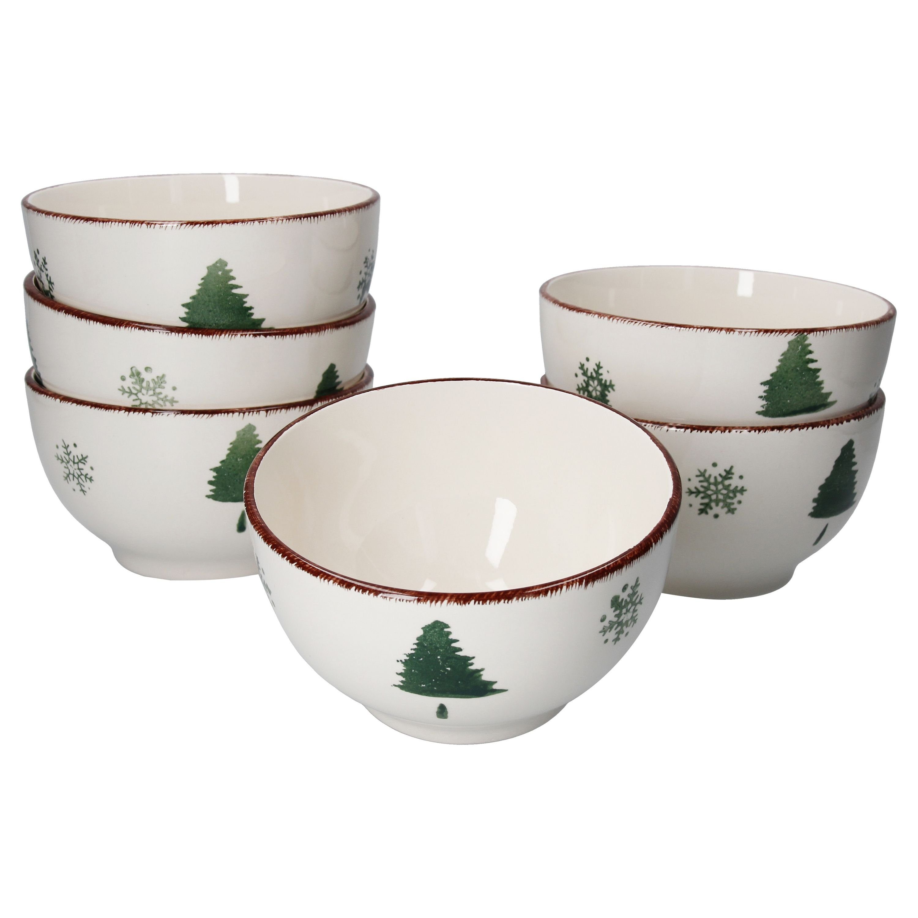 MamboCat Servierschale 6er Set Schüssel Schneeflocke 14cm - 23105761, Steingut