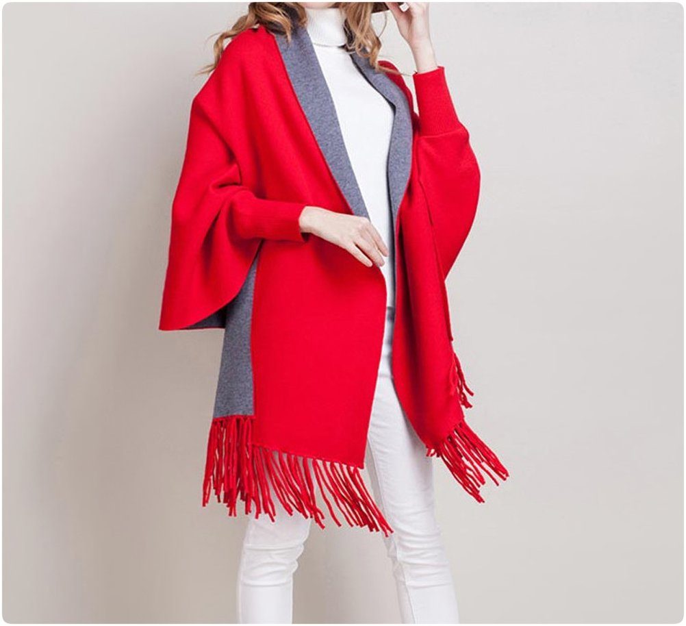 MyBeautyworld24 Poncho Frauen Poncho mit Ärmeln günstig online kaufen