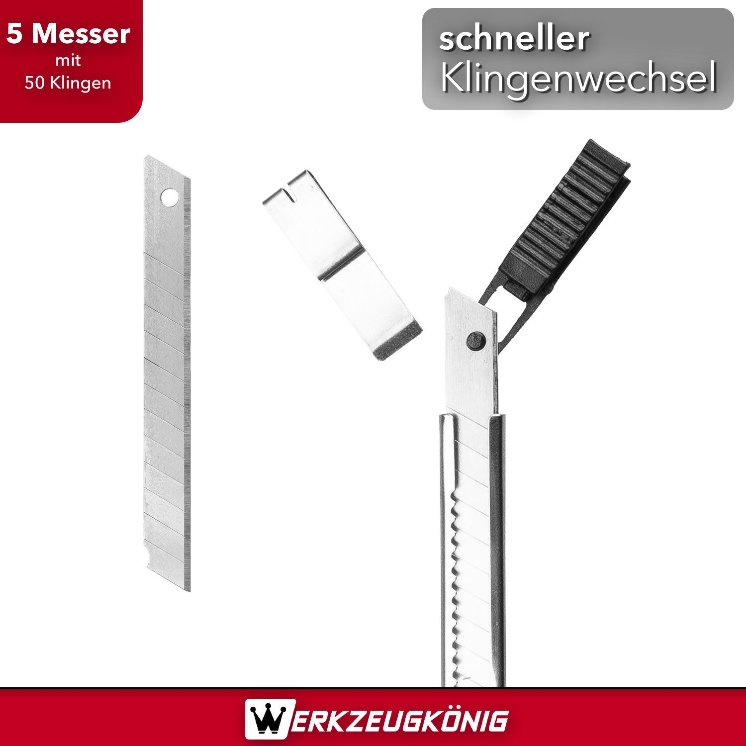 Werkzeugkönig Cuttermesser 9mm + Ersatzklingen, (5-tlg), günstig online kaufen