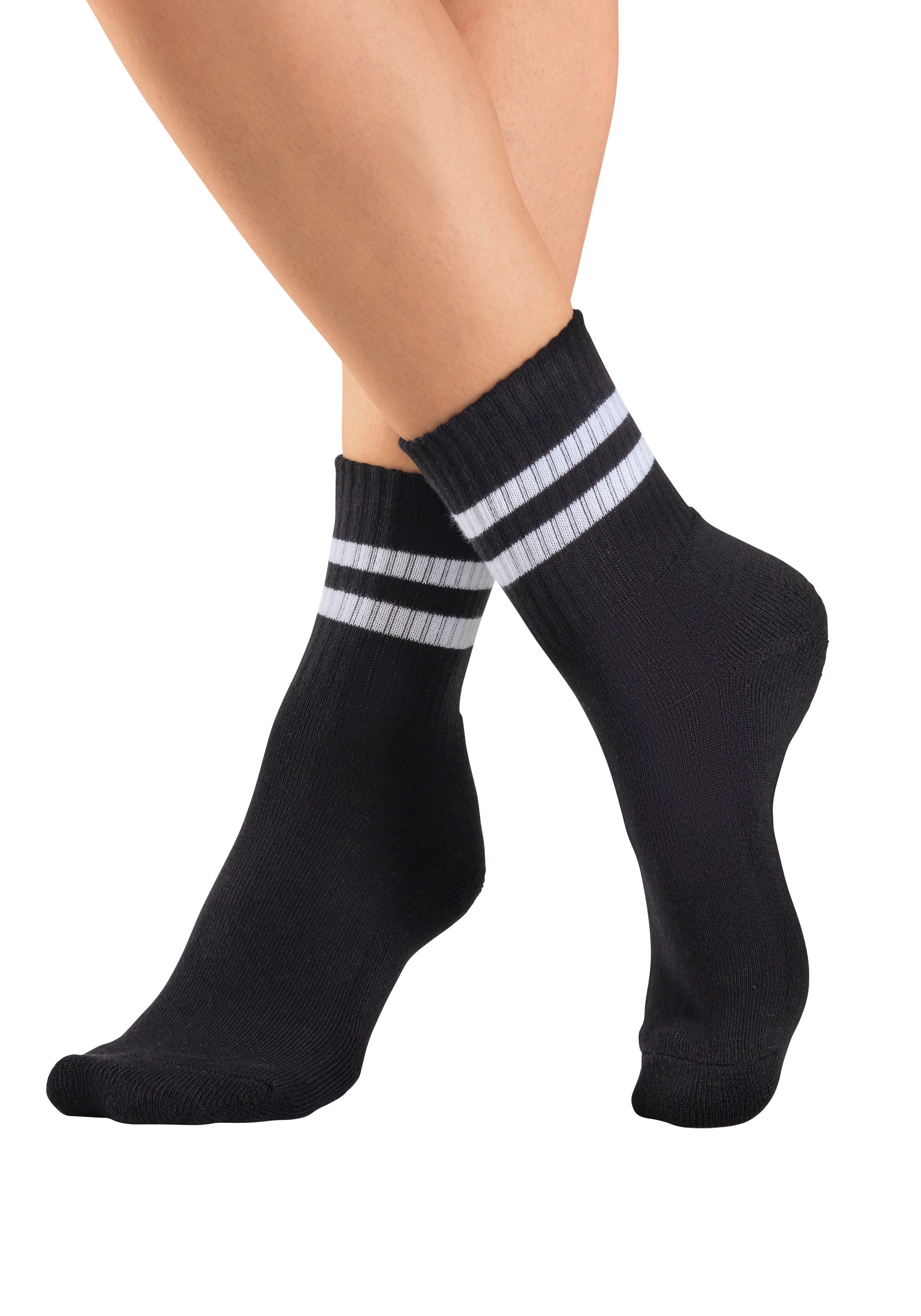 H.I.S Sportsocken Damen Herren Kinder Tennissocken, Fitnesssocken (Packung, 6-Paar, Crew Socken) klassische Retro Tennissocken mit Ringel