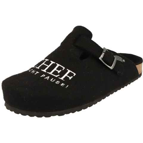 SUPERSOFT 511-078 Herren "Chef macht Pause" Filz Pantoffeln Hausschuh weiches Fußbett, Schnalle