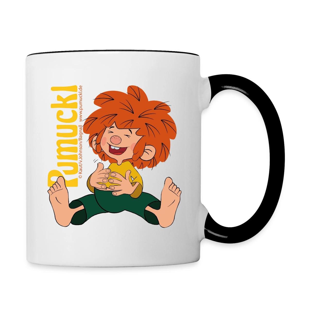 Spreadshirt Tasse Pumuckl Mit Fröhlichem Lachen Tasse Zweifarbig, Keramik