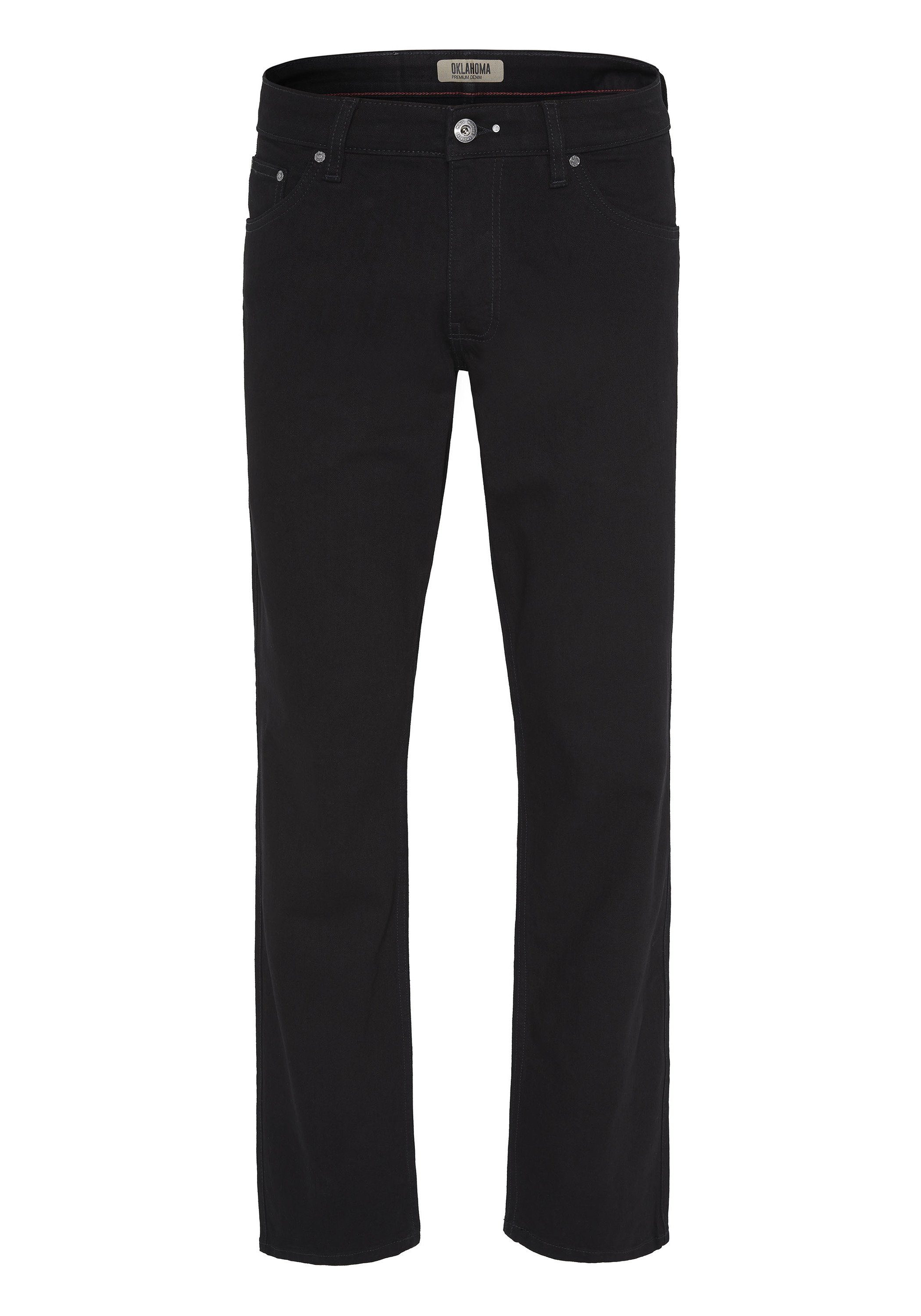 OKLAHOMA PREMIUM DENIM Straight-Jeans aus schwarzem Denim (1-tlg) Black