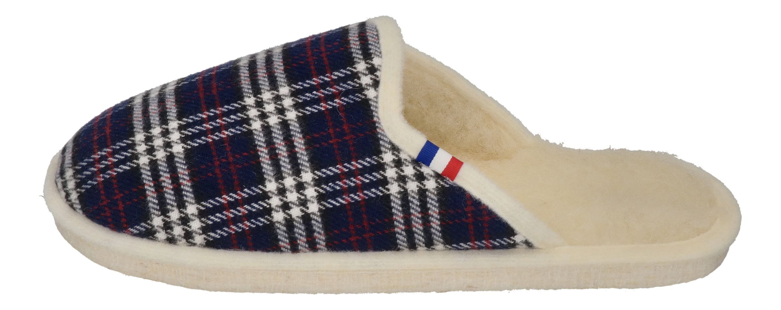 espadrij l´originale CHAUSSON WOOLCHECK Hausschuh Marine Check Small