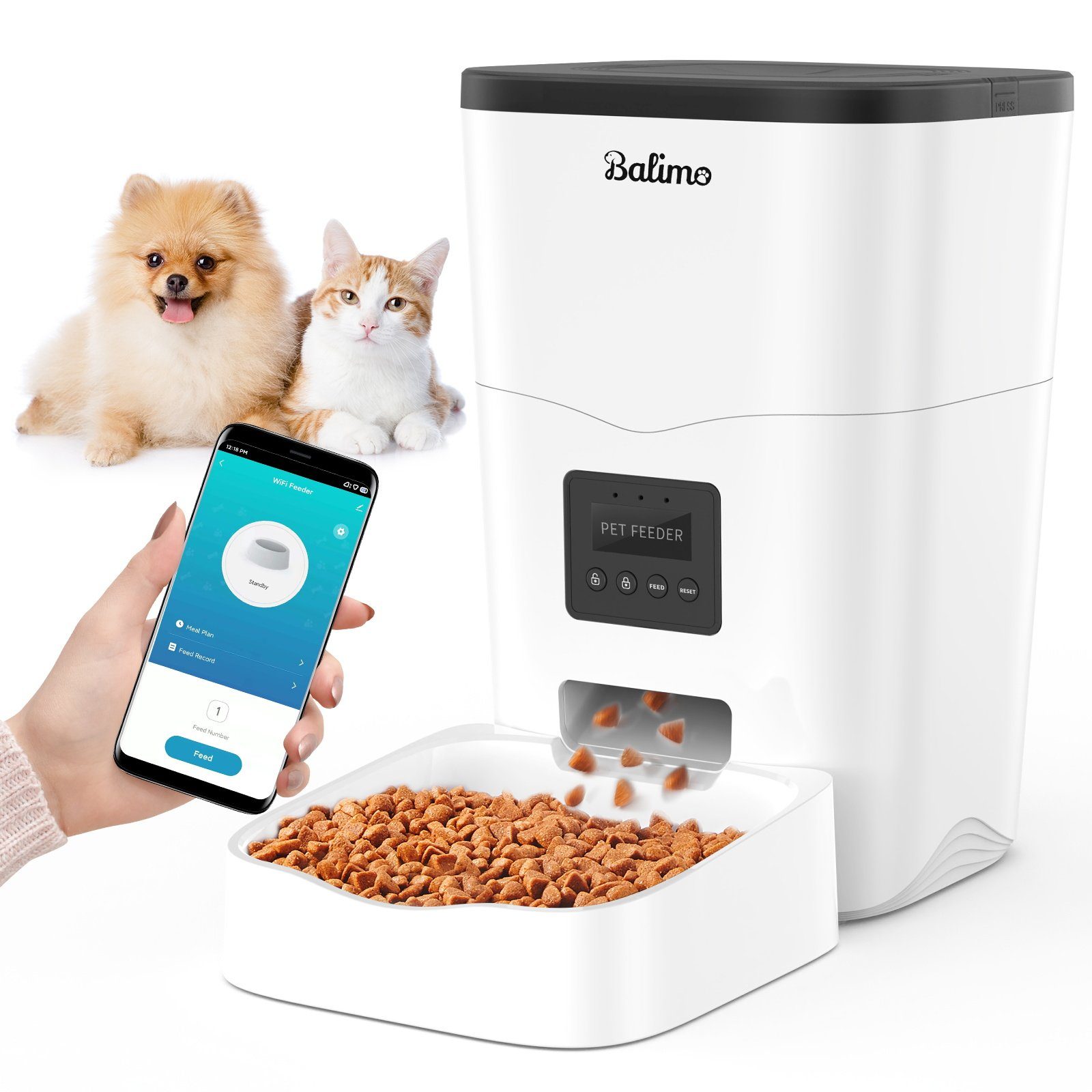 ANTEN Futterautomat 3L WIFI Automatischer Futterautomat Futterspender für Katze Hunde, Aufnahmefunktion, Schwarz+Weiß