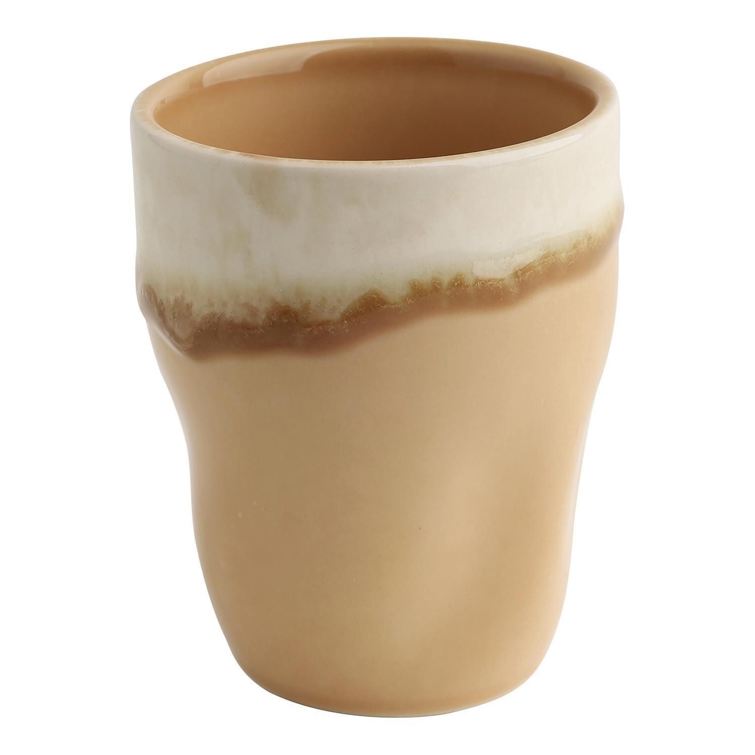 CreaTable Tasse Kaffeebecher SQUEEZY MOCHA MOUSSE, 300 ml, Braun, 1-tlg., Steinzeug, Beige, glasiert