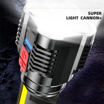Avisto LED Taschenlampe USB Aufladbar Flashlight Handlampe Handheld Taktische Taschenlampe (5 LED Lamps Superhell, mit COB-Seitenlicht 4 Beleuchtungsmodi), für Camping, Outdoor, Notfall, Wandern, Zuhause